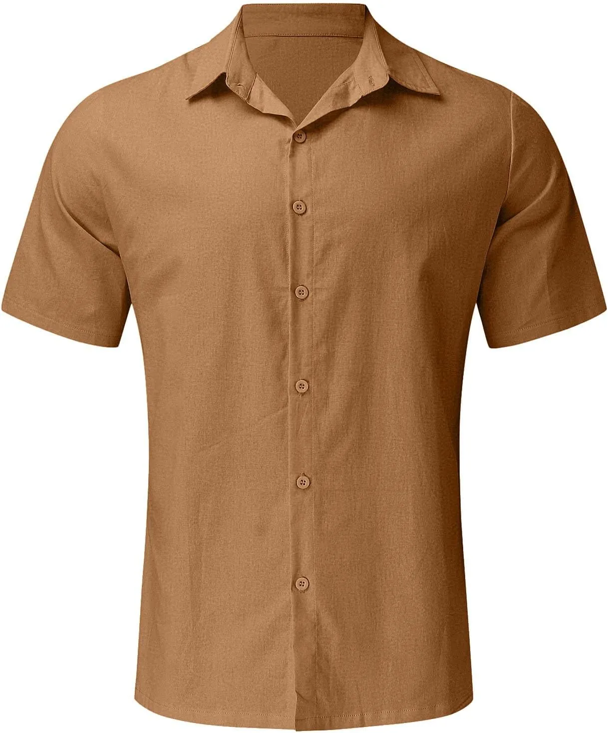 Men's Cotton Linen Shirts Summer Short Sleeve Button Down Shirt Plus Size Fashion Loose Tropical Beach Vacation Tops