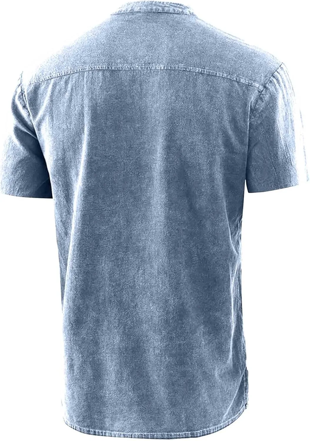 Men's Cotton Linen T-Shirts Short Sleeve V Neck Lace Up Henley Shirts Retro Notch Neck Pullover Shirt Sport Undershirt