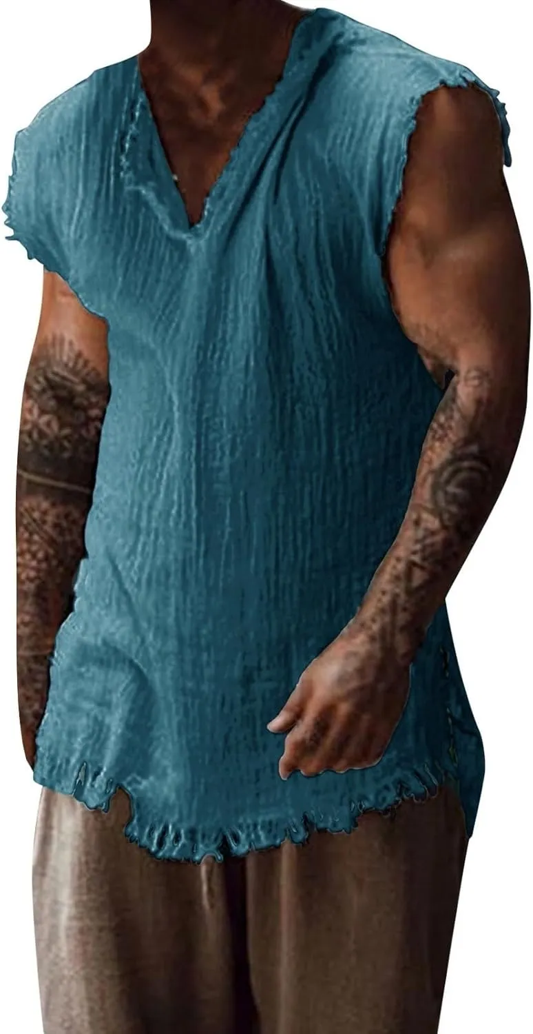 Men's Cotton Linen Tank Tops 2025 Fashion Loose Sleeveless Vest Shirts Lightweight Breathable Drying Summer Beach Top
