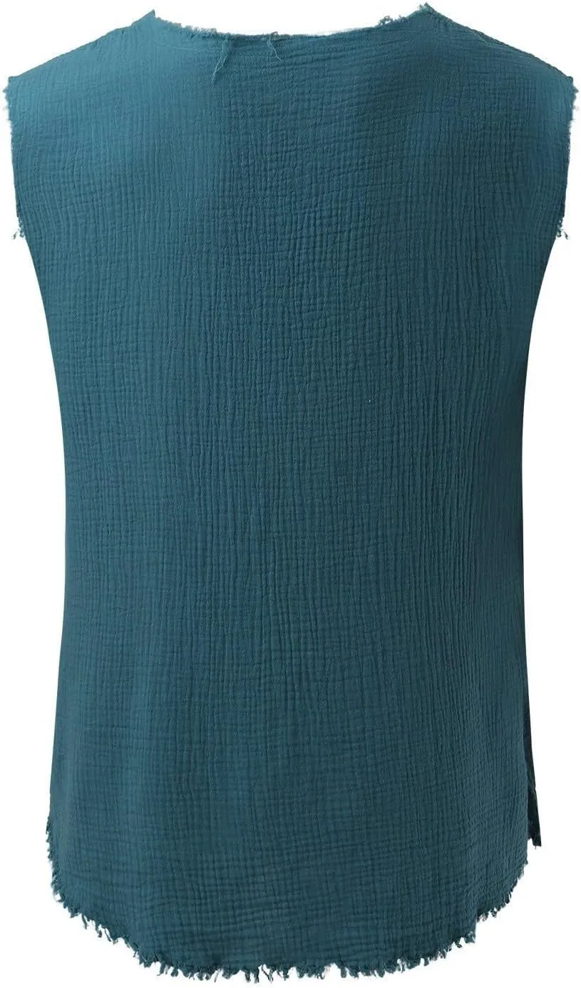 Men's Cotton Linen Tank Tops 2025 Fashion Loose Sleeveless Vest Shirts Lightweight Breathable Drying Summer Beach Top