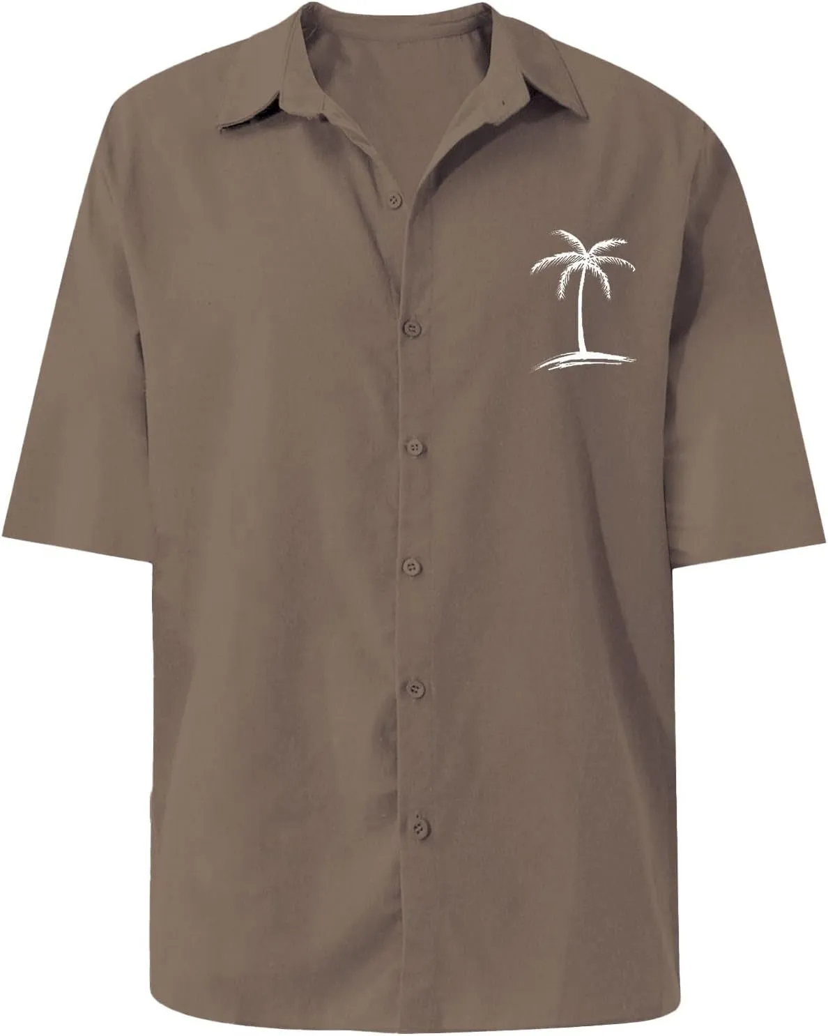 Men's Hawaiian Shirts Summer Casual Loose Big and Tall Tees Stylish Coconut Tree Print Tropical Beach Vacation Shirt
