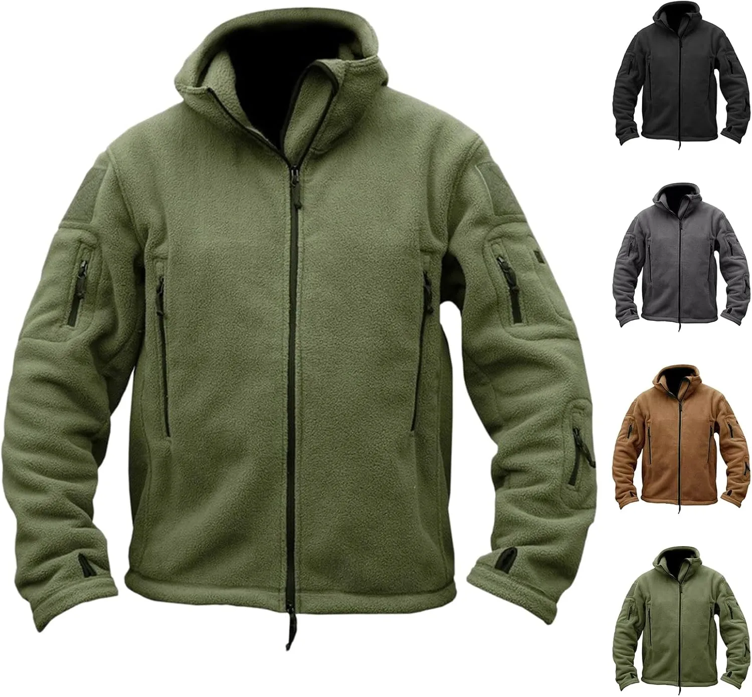 Men's Hooded Sweatshirts Fleece Jackets Warm Comfortable Solid Color Zipper Coats Long Sleeves Autumn Winter