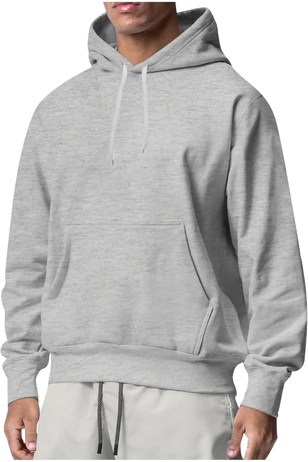 Men's Hoodies Unisex Running Outfits Casual Solid Color Long Sleeve Drawstring Pullover Hooded Sweatshirt