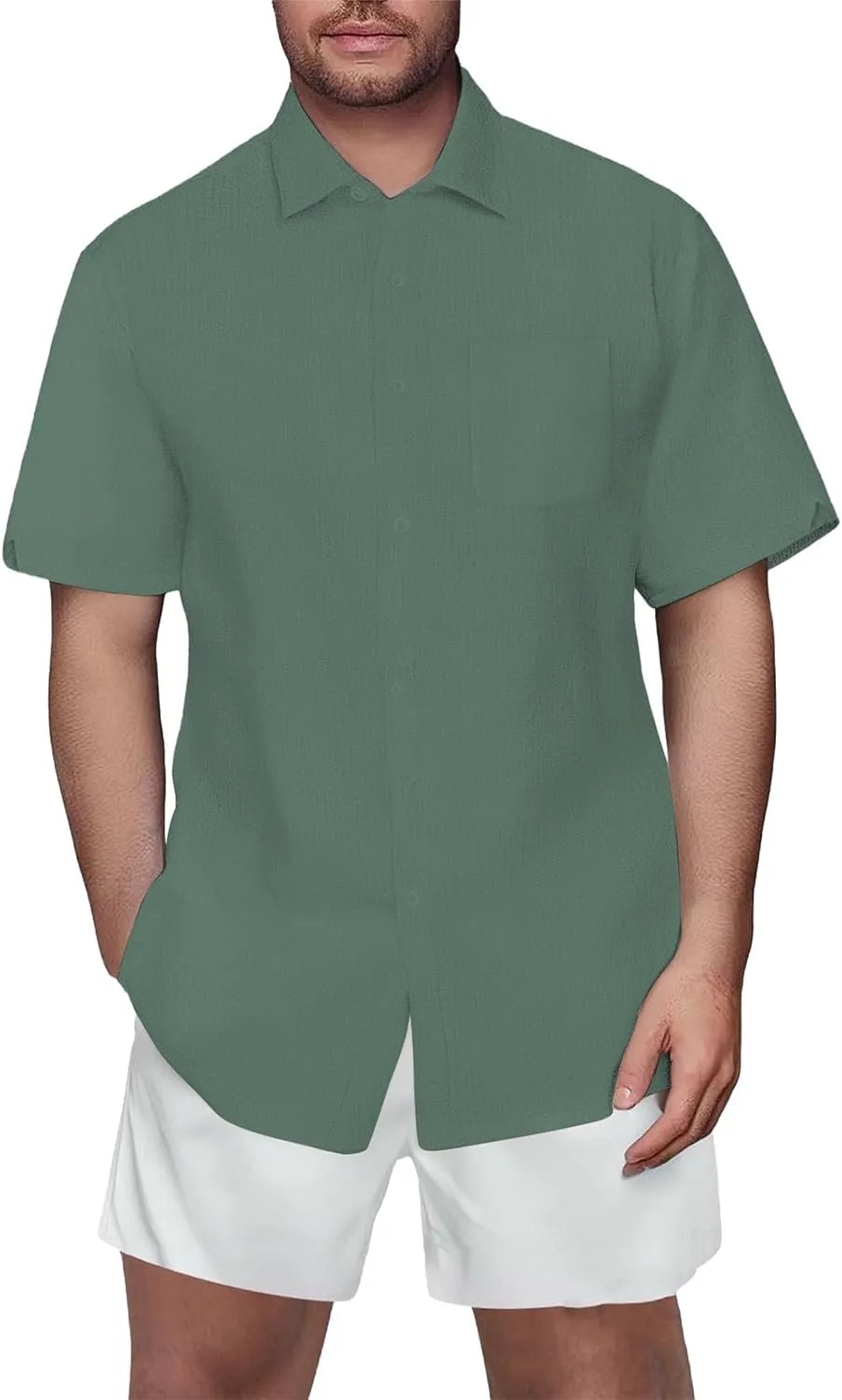 Mens Linen Shirts 2025 Fashion Smart Formal Button Down Shirt Business Casual Work Tee Leisure Summer Beach Tops