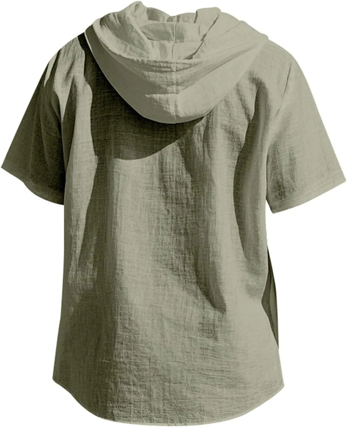 Men's Linen Shirts Breathable Quick Dry Short Sleeve Hoodies Trendy Summer Beach Cardigan Swim Cover Up Lightweight