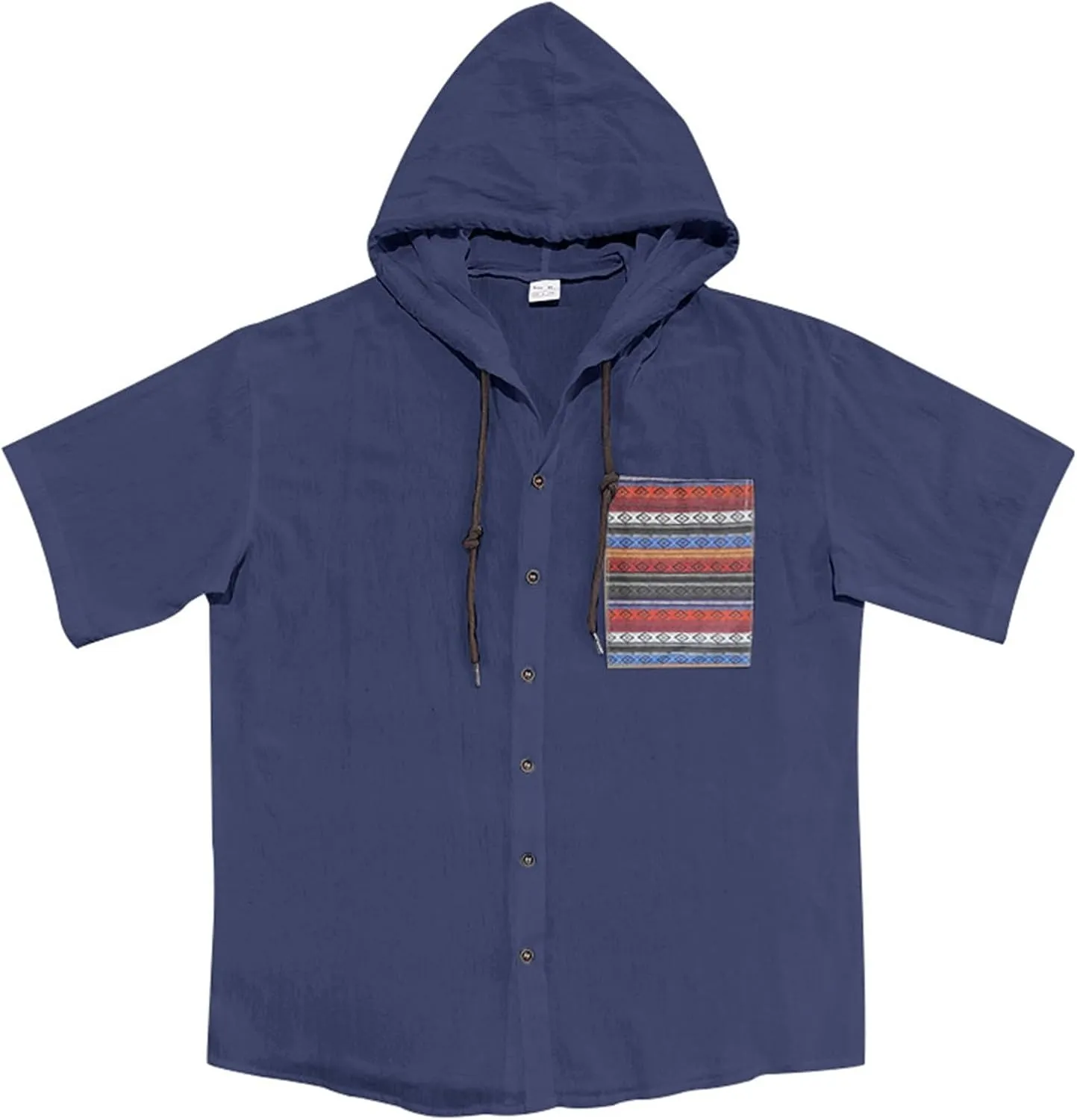 Men's Linen Shirts Breathable Quick Dry Short Sleeve Hoodies Trendy Summer Beach Cardigan Swim Cover Up Lightweight