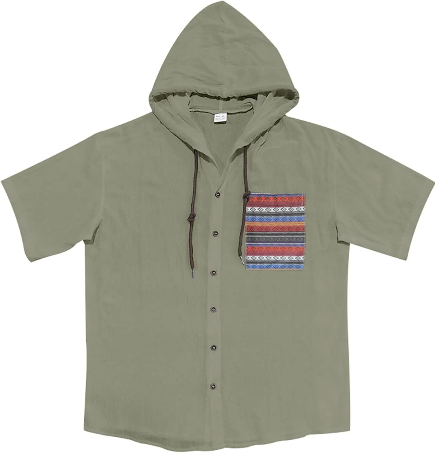 Men's Linen Shirts Breathable Quick Dry Short Sleeve Hoodies Trendy Summer Beach Cardigan Swim Cover Up Lightweight