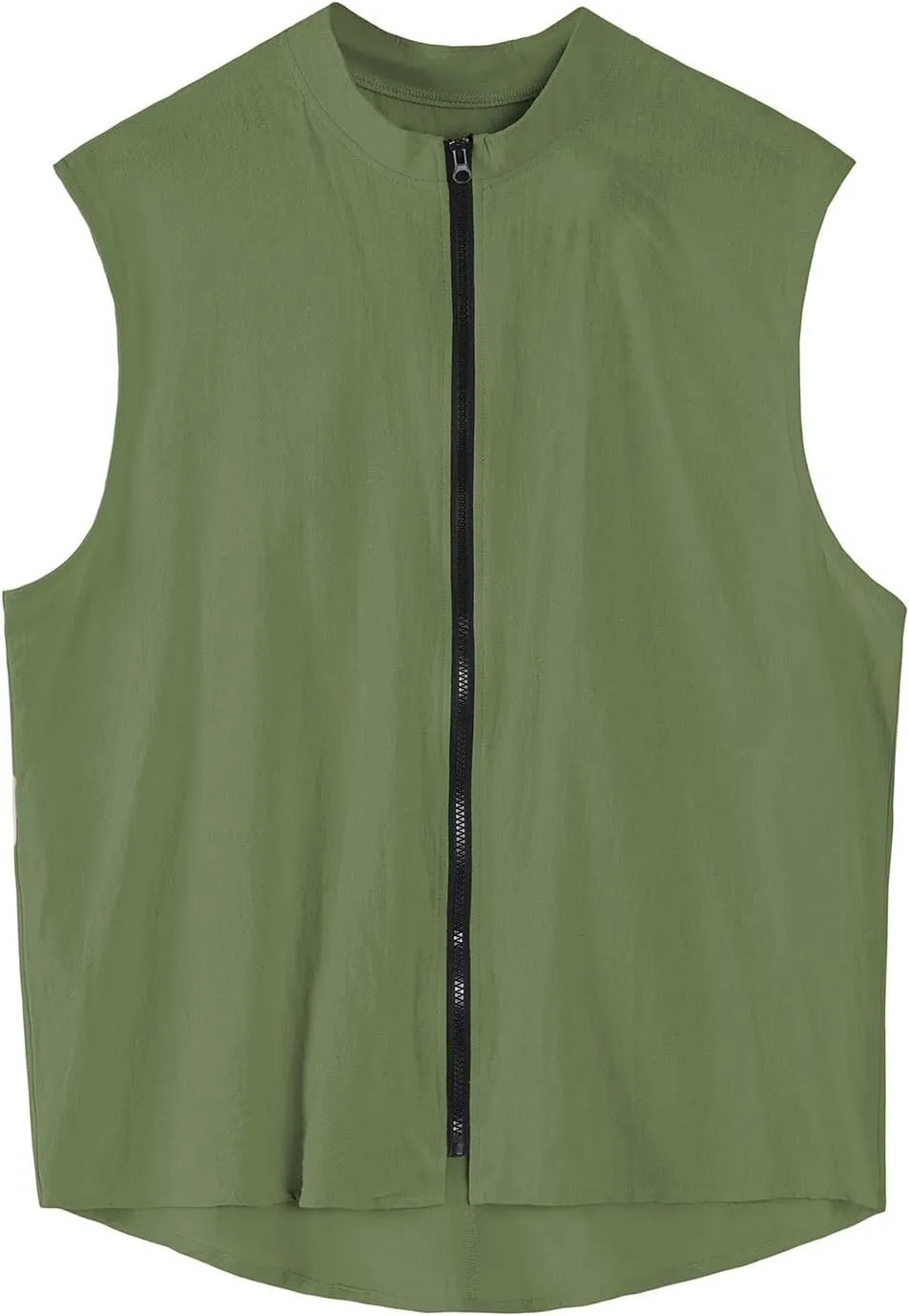 Men's Linen Shirts Turtleneck Zip Sleeveless Vest Waistcoats Summer Casual Cotton Tank Tops Lightweight Beach Shirt