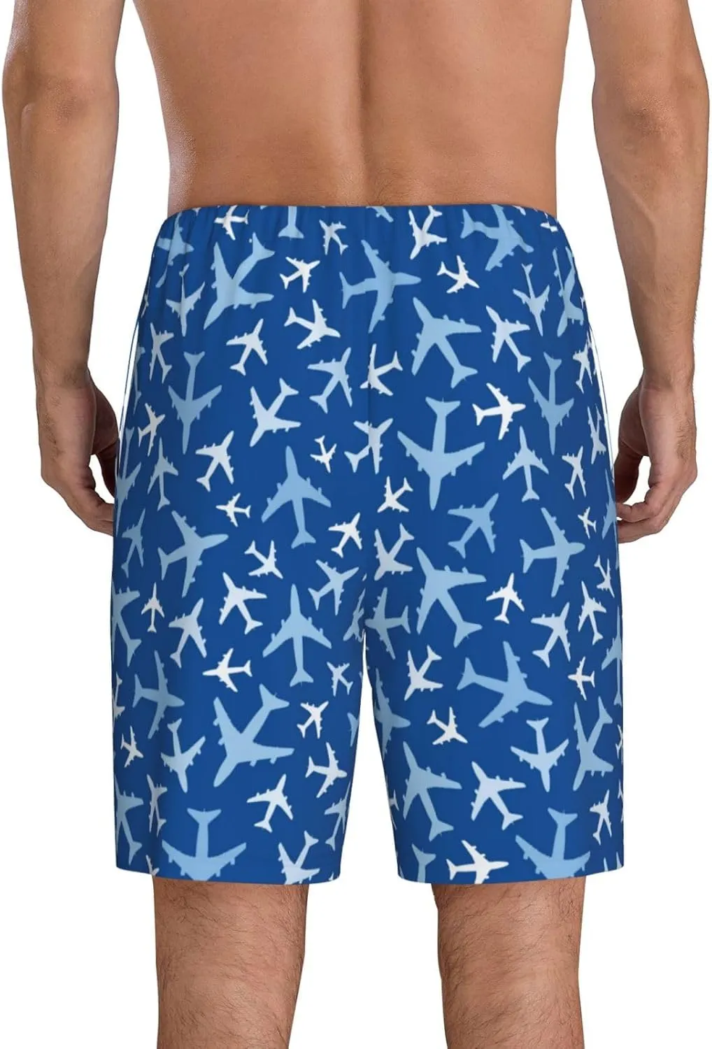 Mens Pajama Pants - Airplanes In The Sky Comfy Sleep Shorts Mens Pajama Shorts, Mens Lounge Shorts Pj Pants