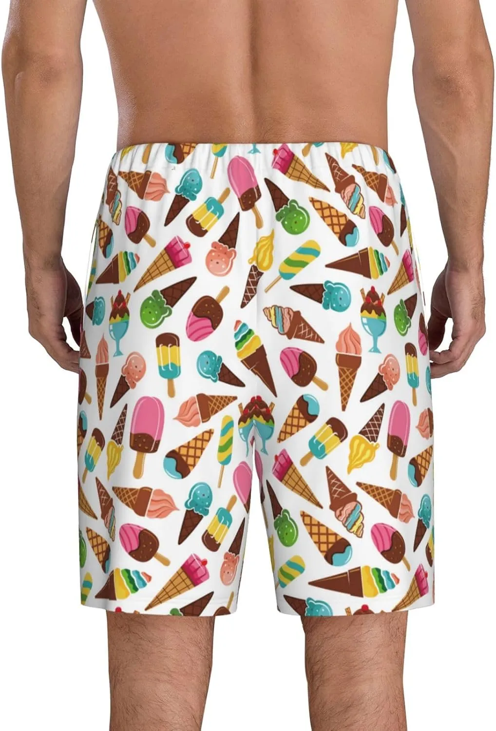 Mens Pajama Pants - Colorful Ice Cream Comfy Sleep Shorts Mens Pajama Shorts, Mens Lounge Shorts Pj Pants