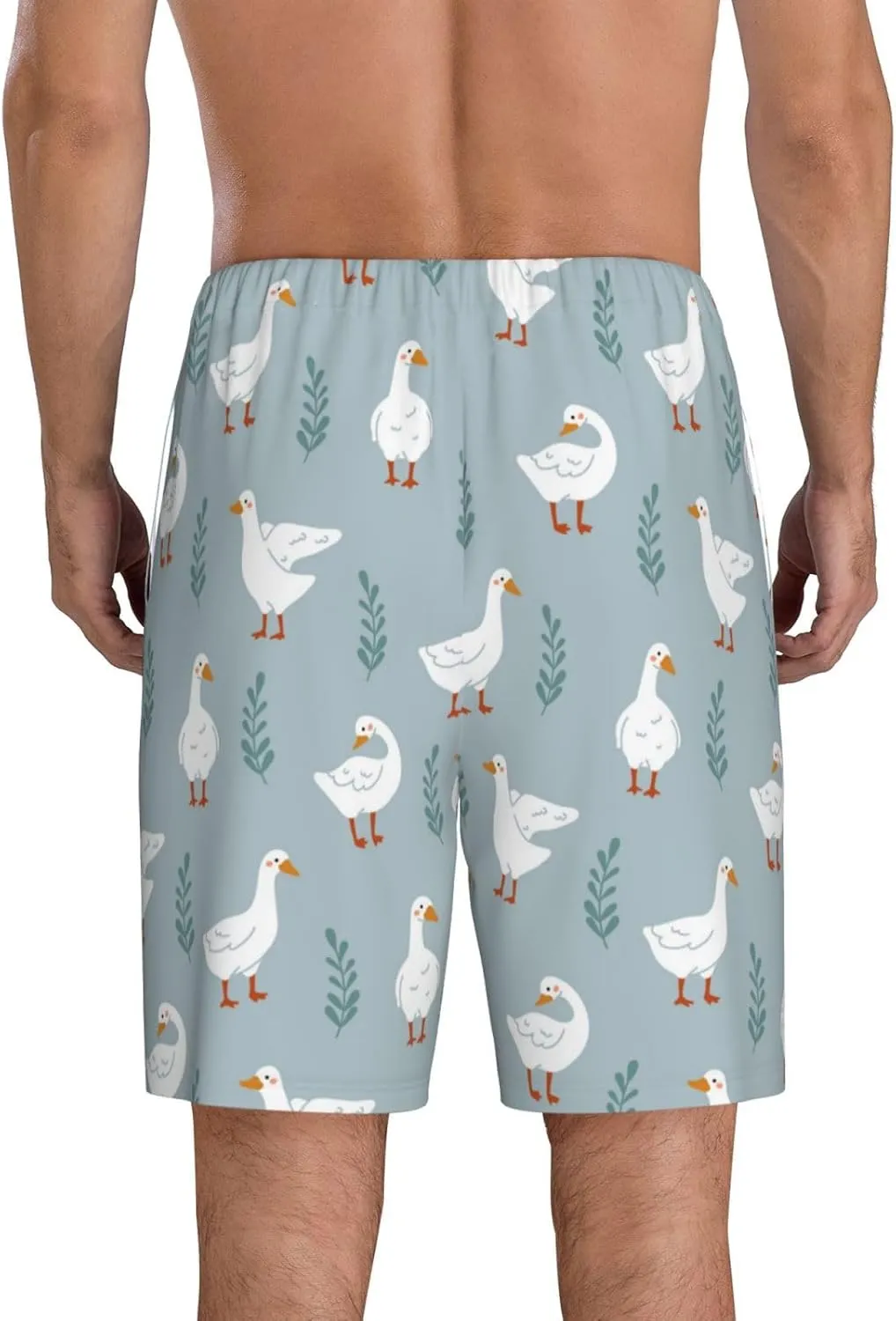 Mens Pajama Pants - Cute Duck No.20057 Comfy Sleep Shorts Mens Pajama Shorts, Mens Lounge Shorts Pj Pants