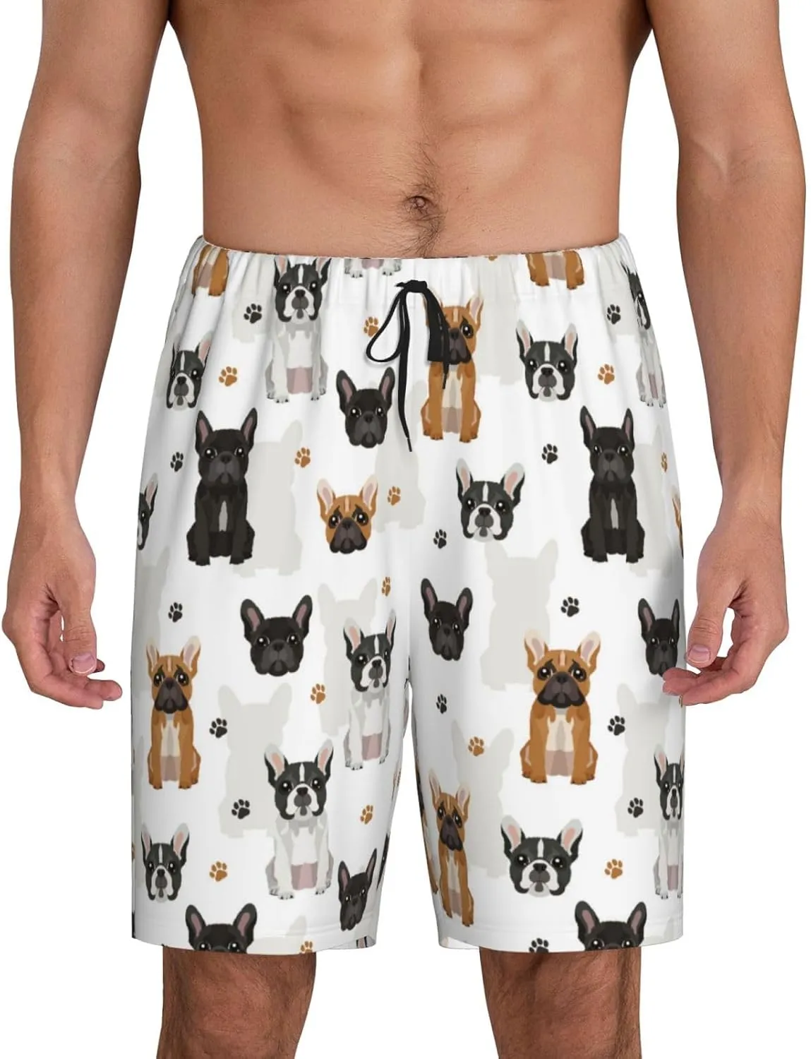 Mens Pajama Pants - Cute French Bulldog_D Sleep Shorts Mens Pajama Shorts, Comfy Pj Pants for Mens Lounge Shorts