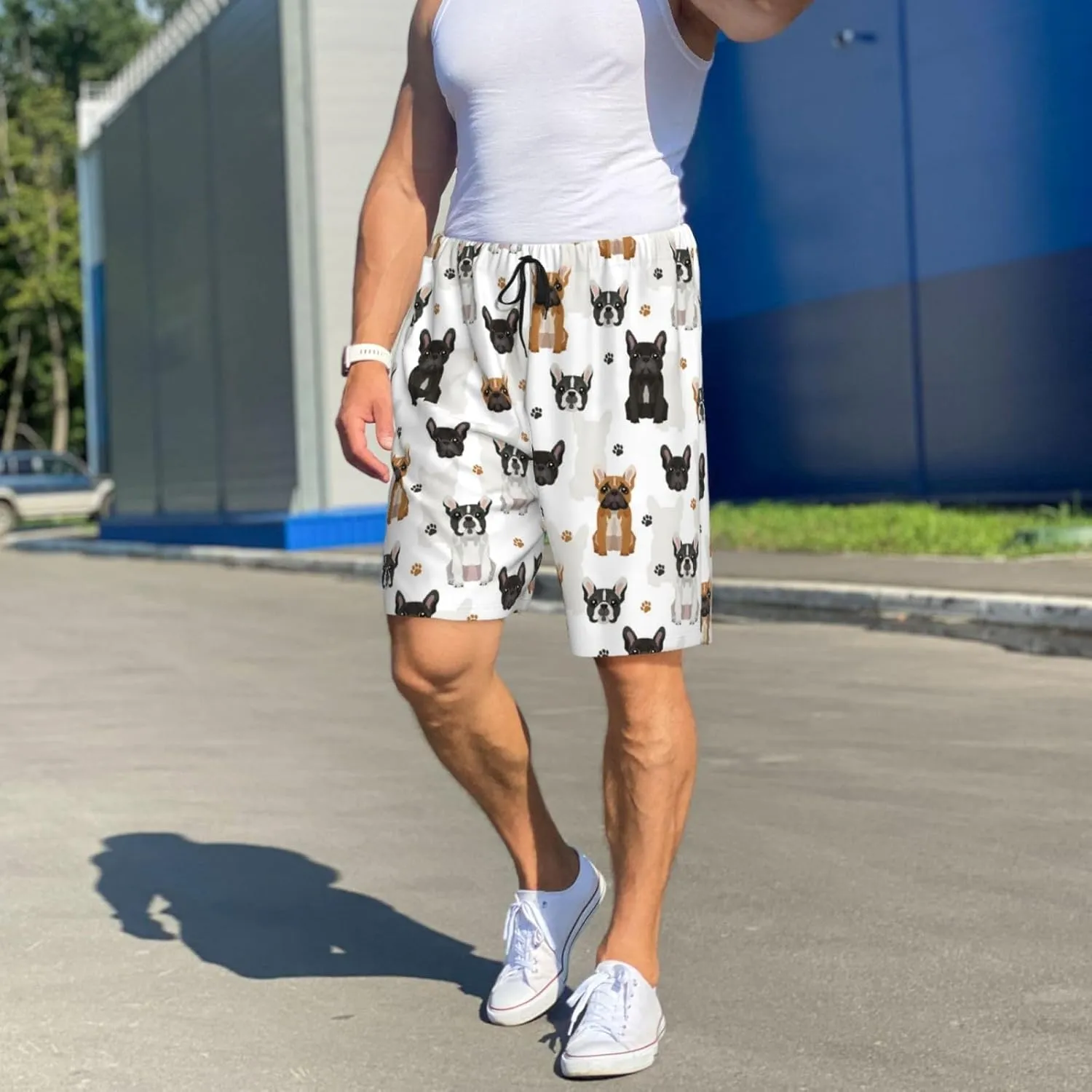 Mens Pajama Pants - Cute French Bulldog_D Sleep Shorts Mens Pajama Shorts, Comfy Pj Pants for Mens Lounge Shorts