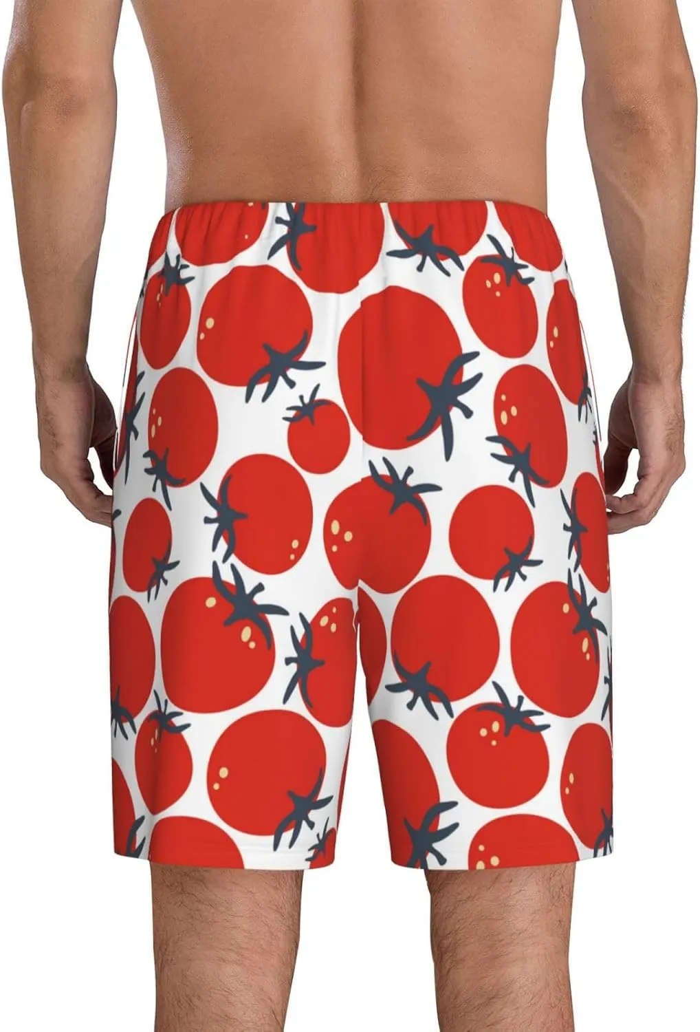 Mens Pajama Pants - Cute Tomato No.1006 Comfy Sleep Shorts Mens Pajama Shorts, Mens Lounge Shorts Pj Pants