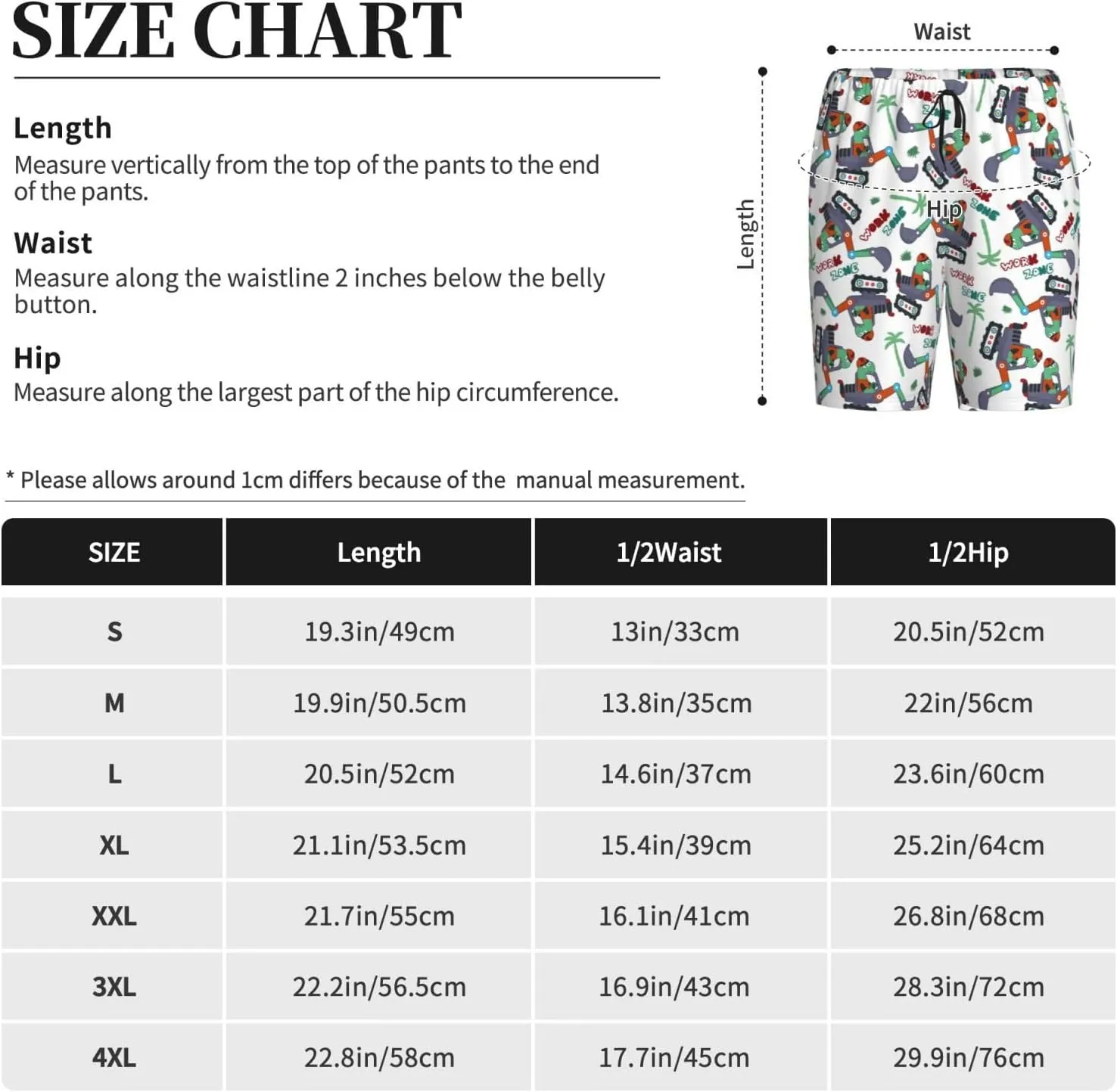 Mens Pajama Pants - Dinosaur On Excavator2 Comfy Sleep Shorts Mens Pajama Shorts, Mens Lounge Shorts Pj Pants