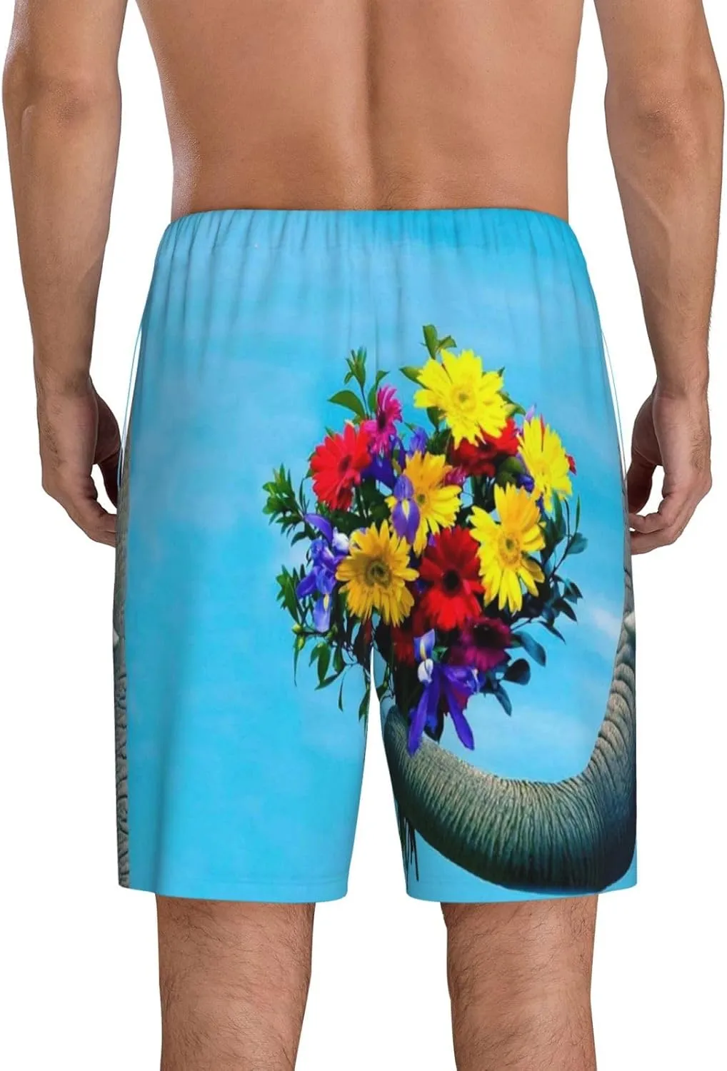 mens pajama pants - Elephant Trunk Couple Flowers Comfy Sleep Shorts Mens Pajama shorts, mens lounge shorts pj pants
