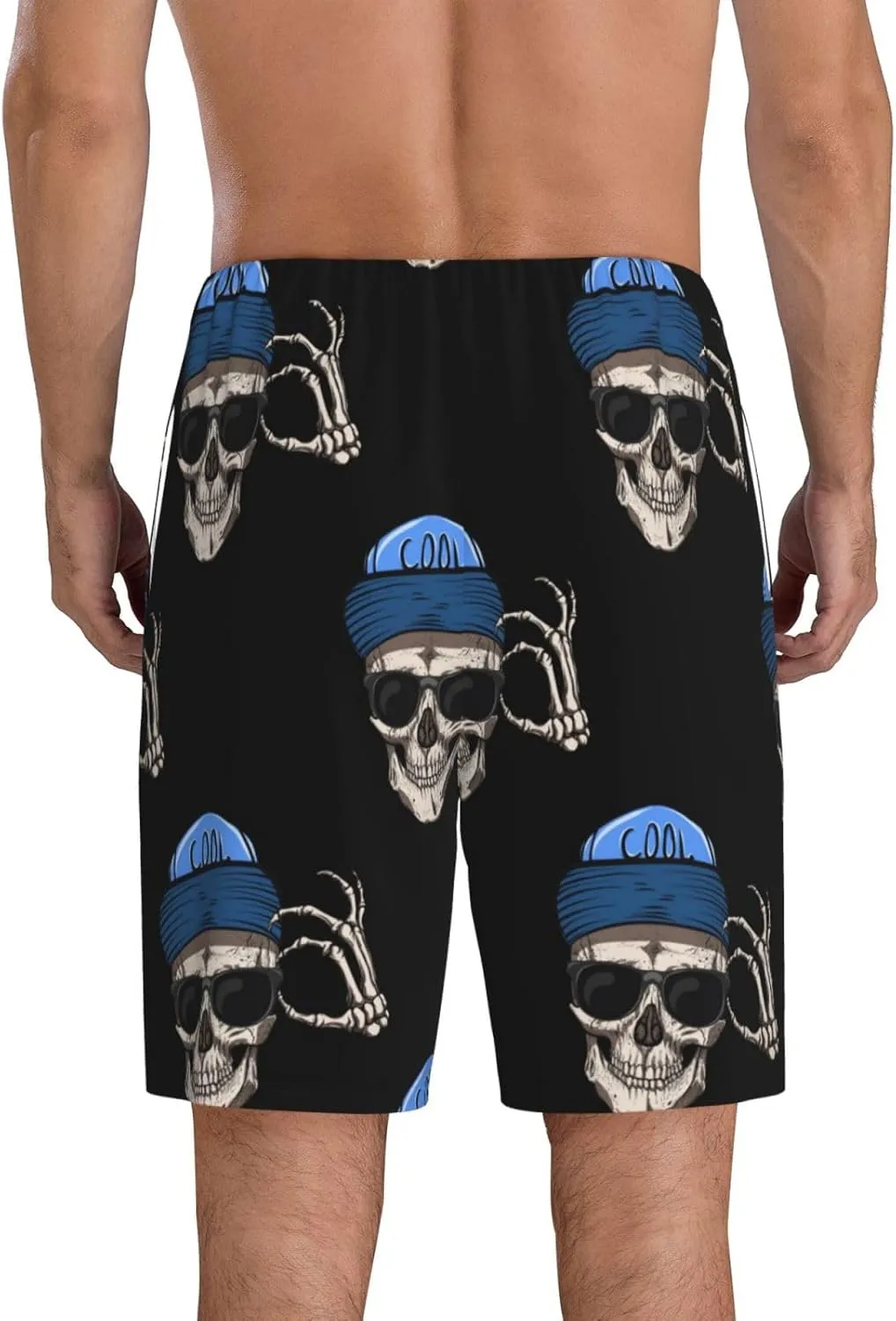 Mens Pajama Pants - halloween cool skull Sleep Shorts Mens Pajama Shorts, Comfy Pj Pants for Mens Lounge Shorts