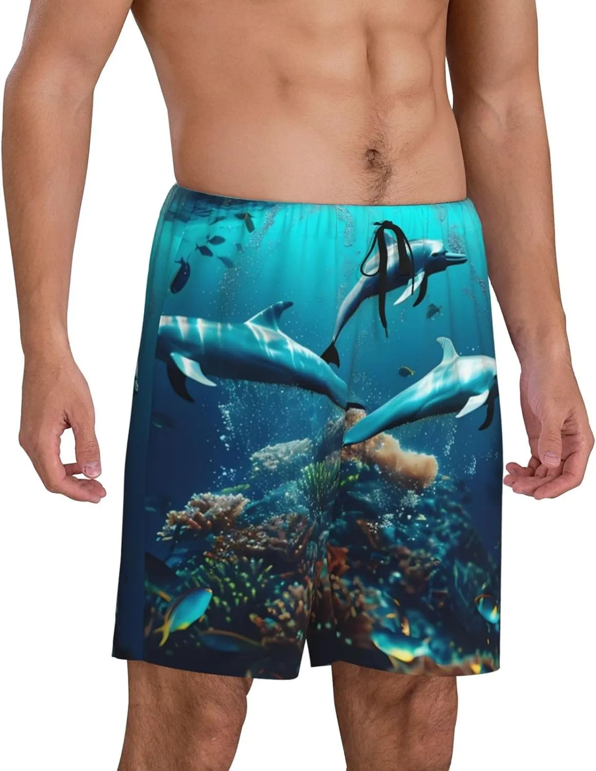mens pajama pants - Hawaiian Ship Dolphin Comfy Sleep Shorts Mens Pajama shorts, mens lounge shorts pj pants