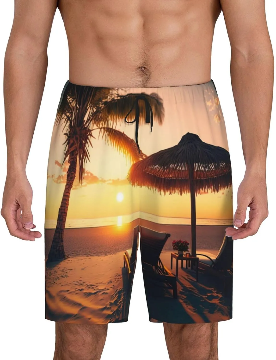 mens pajama pants - Hawaiian Sunset Beach Comfy Sleep Shorts Mens Pajama shorts, mens lounge shorts pj pants