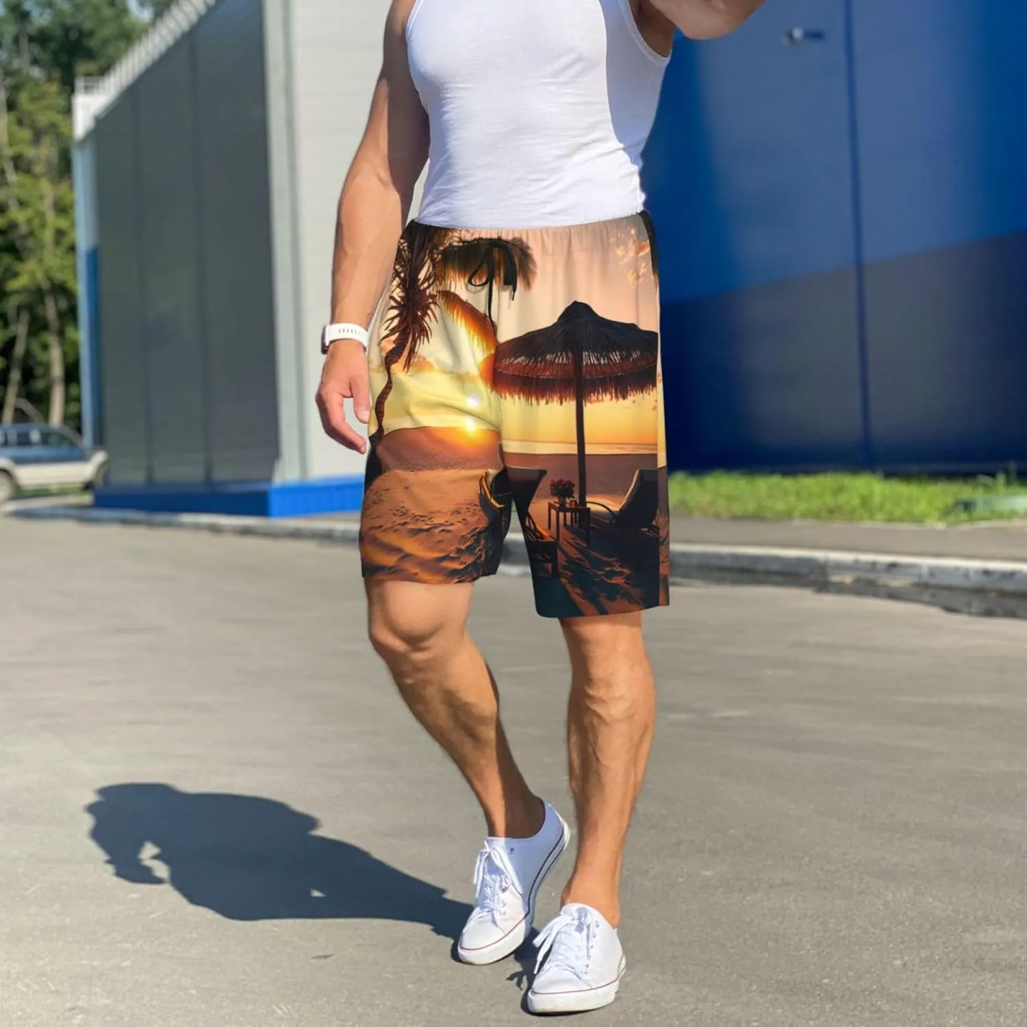 mens pajama pants - Hawaiian Sunset Beach Comfy Sleep Shorts Mens Pajama shorts, mens lounge shorts pj pants