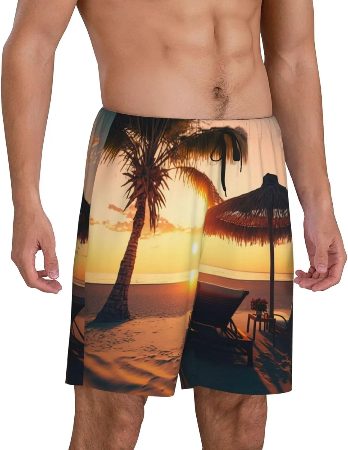 mens pajama pants - Hawaiian Sunset Beach Comfy Sleep Shorts Mens Pajama shorts, mens lounge shorts pj pants