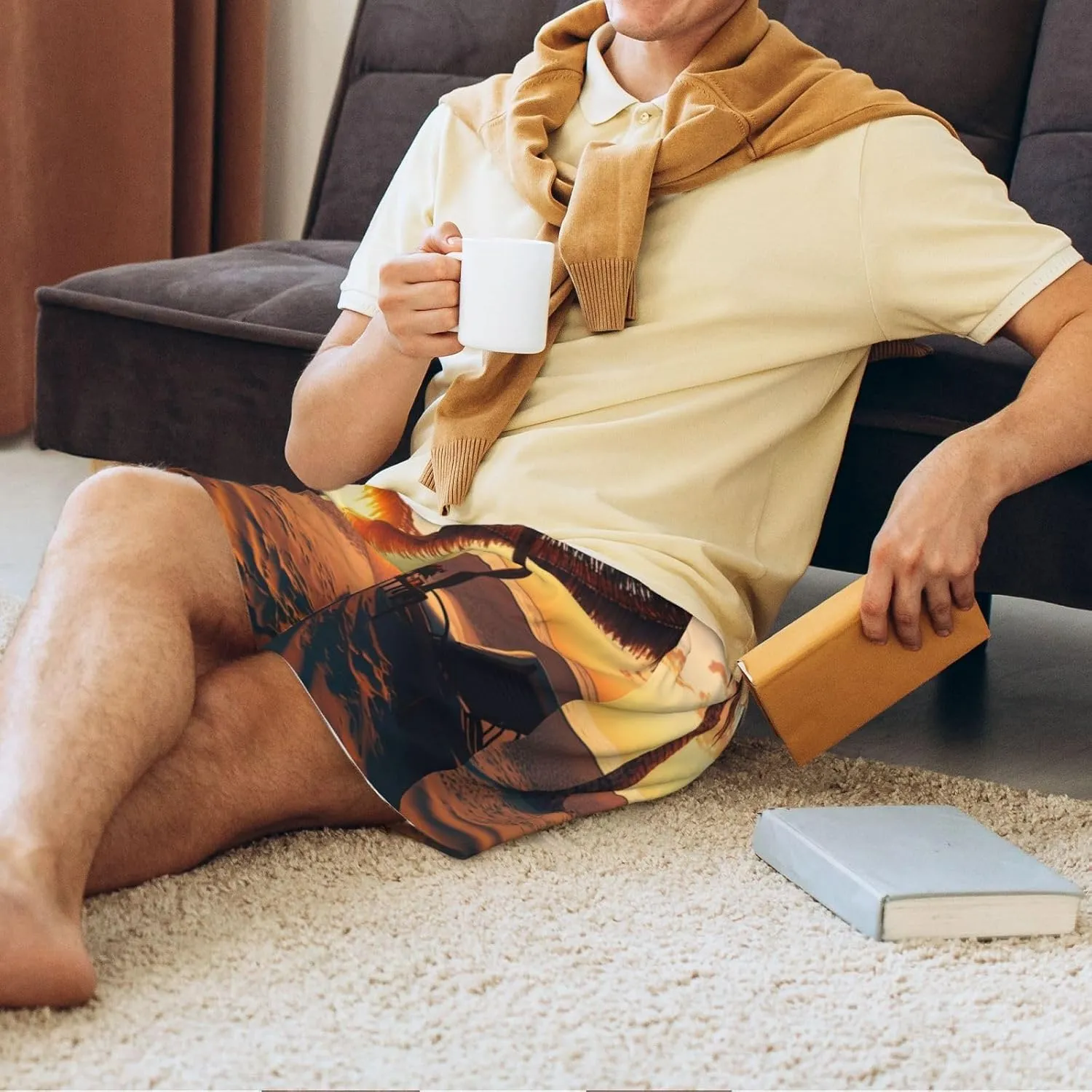 mens pajama pants - Hawaiian Sunset Beach Comfy Sleep Shorts Mens Pajama shorts, mens lounge shorts pj pants