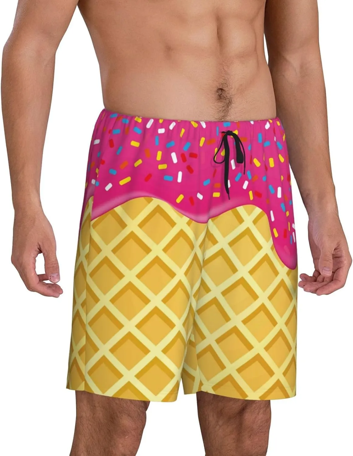 mens pajama pants - Red Ice Cream Comfy Sleep Shorts Mens Pajama shorts, mens lounge shorts pj pants