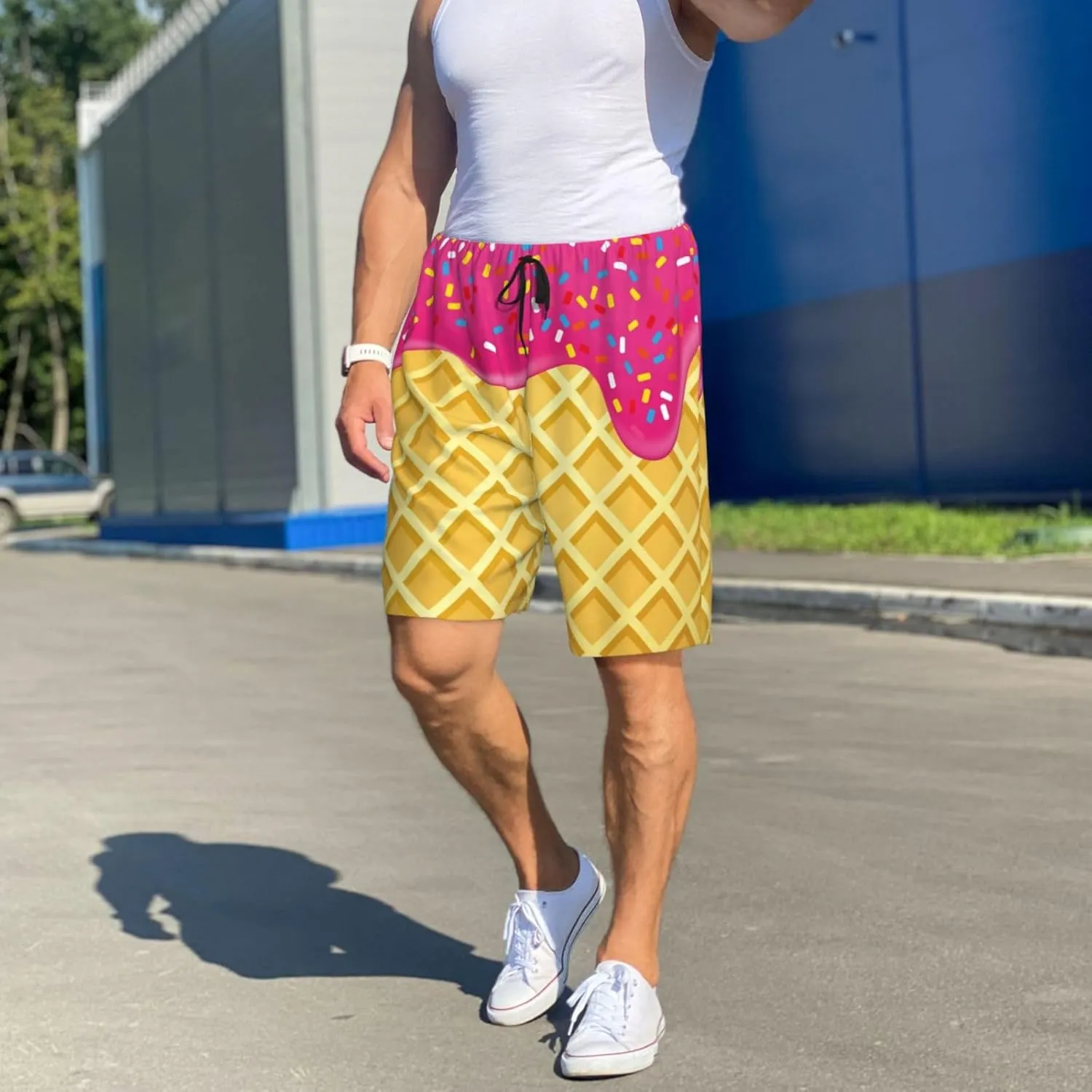 mens pajama pants - Red Ice Cream Comfy Sleep Shorts Mens Pajama shorts, mens lounge shorts pj pants