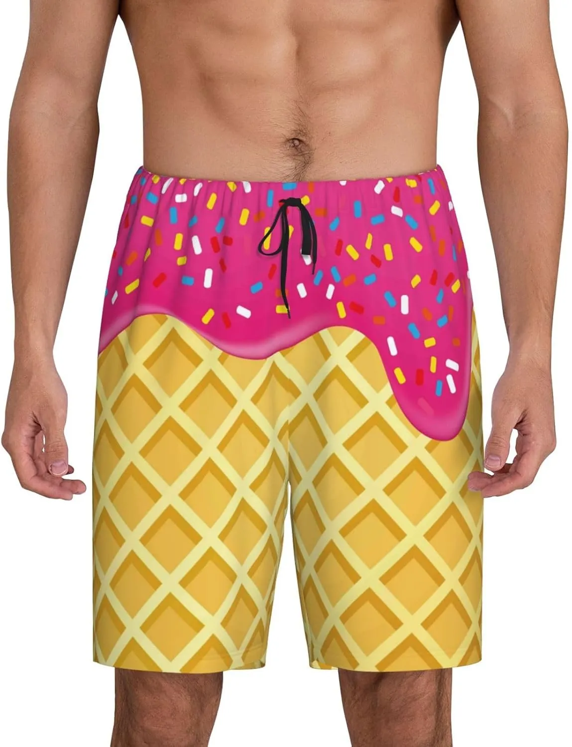 mens pajama pants - Red Ice Cream Comfy Sleep Shorts Mens Pajama shorts, mens lounge shorts pj pants