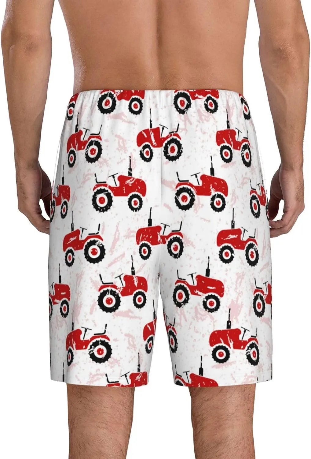 Mens Pajama Pants - Red Wheeled Tractors Sleep Shorts Mens Pajama Shorts, Comfy Pj Pants for Mens Lounge Shorts
