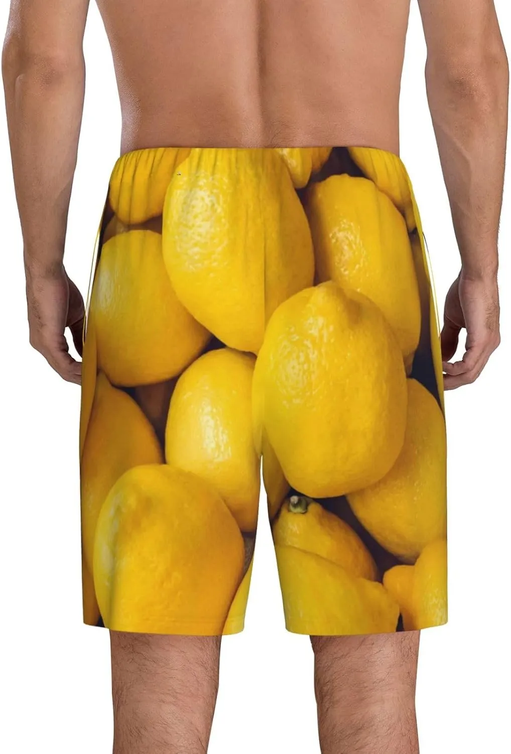Mens Pajama Pants - Ripe Yellow Lemon Sleep Comfy Shorts Mens Pajama Shorts, Pj Pants for Mens Lounge Shorts