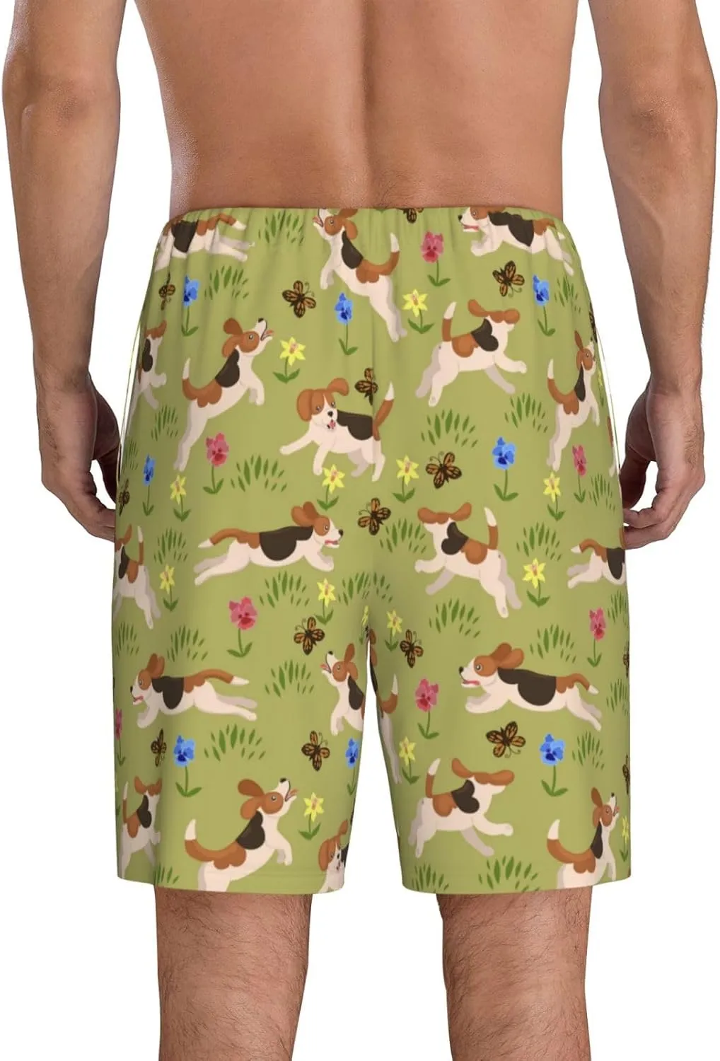 Mens Pajama Pants - Running Beagle Sleep Shorts Mens Pajama Shorts, Comfy Pj Pants for Mens Lounge Shorts