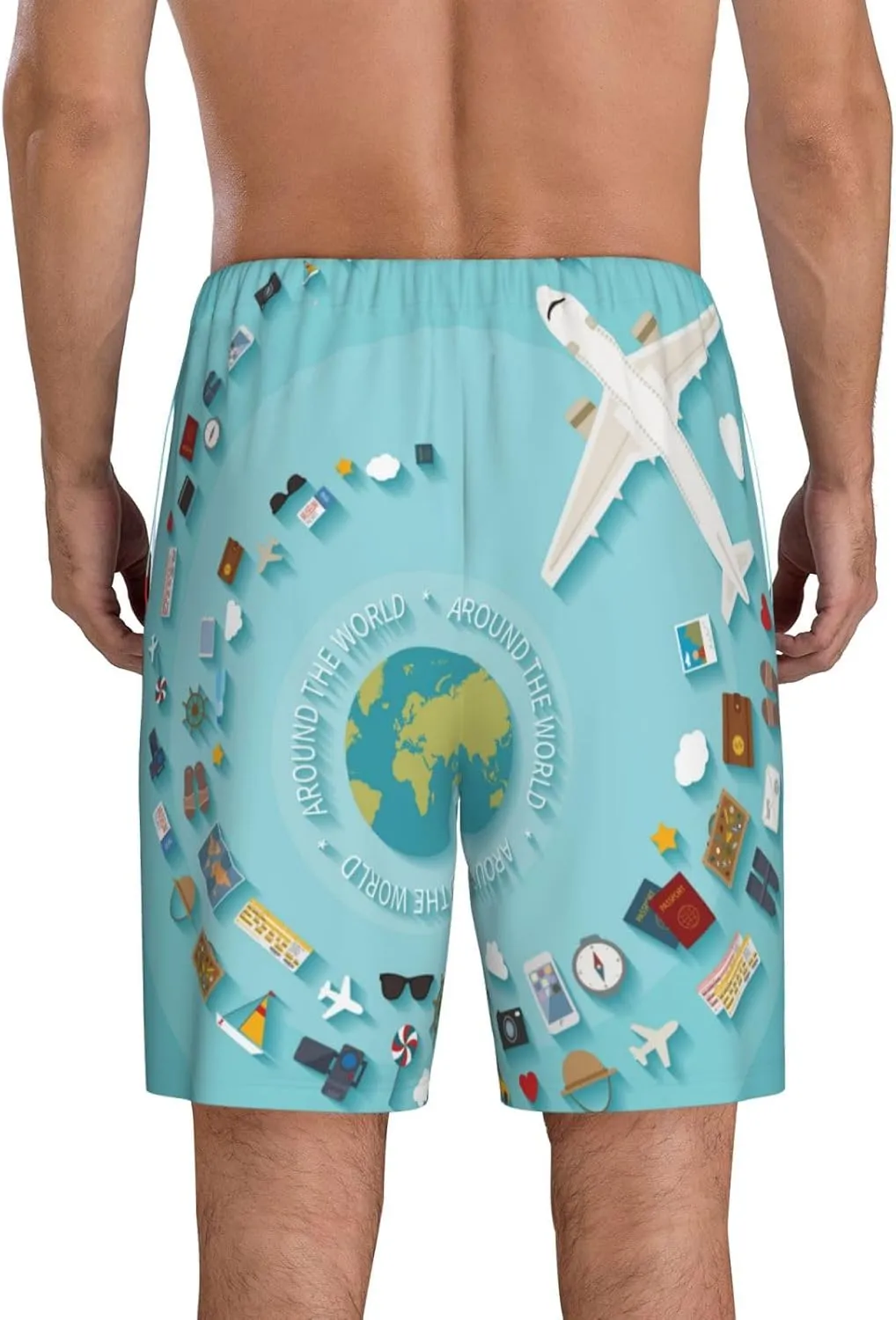 Mens Pajama Pants - Travelling on Airplane Sleep Comfy Shorts Mens Pajama Shorts, Pj Pants for Mens Lounge Shorts