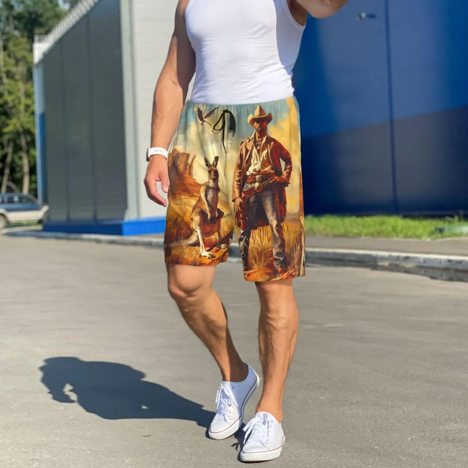 Mens Pajama Pants - Western Cowboy Kangaroo Sleep Comfy Shorts Mens Pajama Shorts, Pj Pants for Mens Lounge Shorts