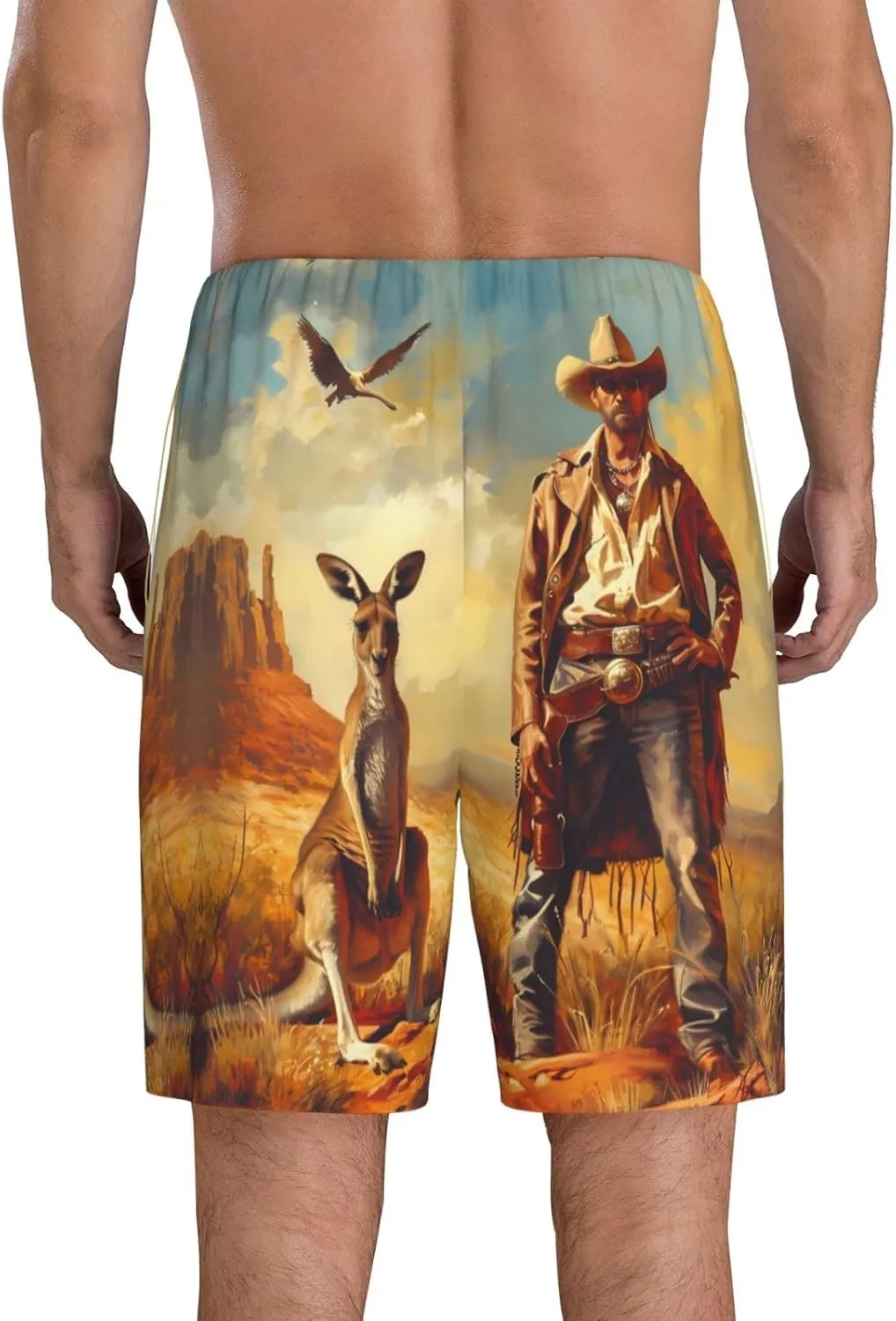 Mens Pajama Pants - Western Cowboy Kangaroo Sleep Comfy Shorts Mens Pajama Shorts, Pj Pants for Mens Lounge Shorts