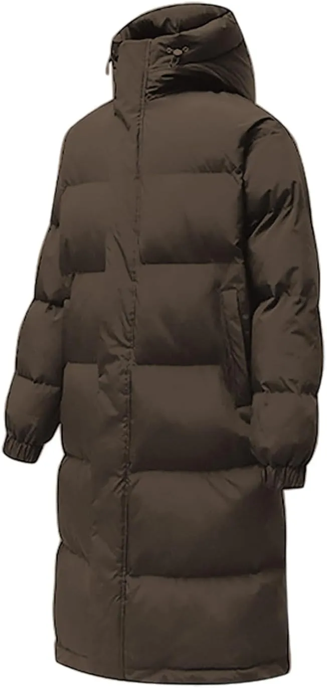 Mens Puffer Jacket Long Winter Coat Hooded Down Jacket Warm Parka Jacket Quilted Insulated Jacket Windproof Coat