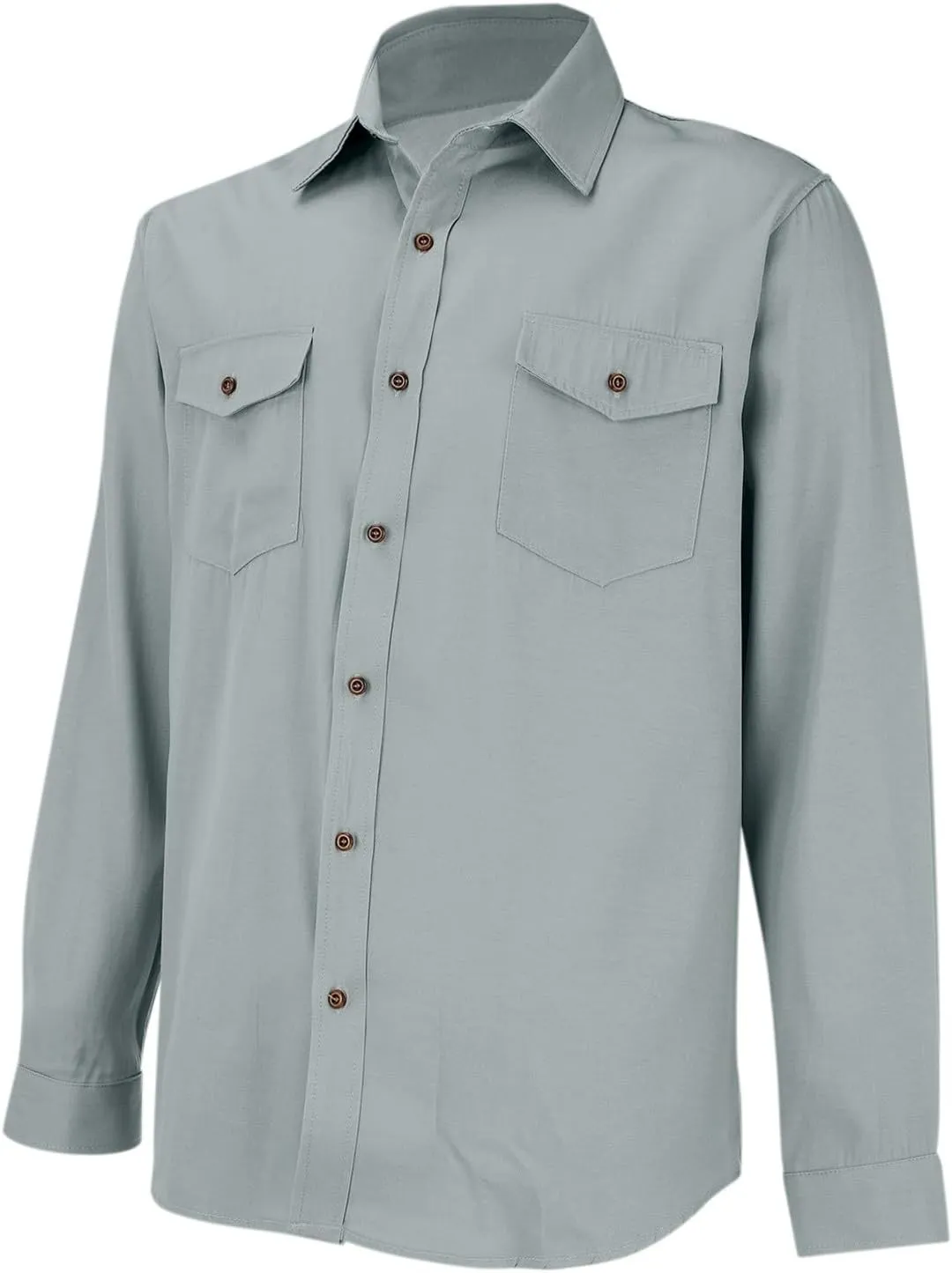 Men's Regular Fit Denim Button Down Shirts Casual Chambray Long Sleeve Lightweight Tops Casual Spread Collar