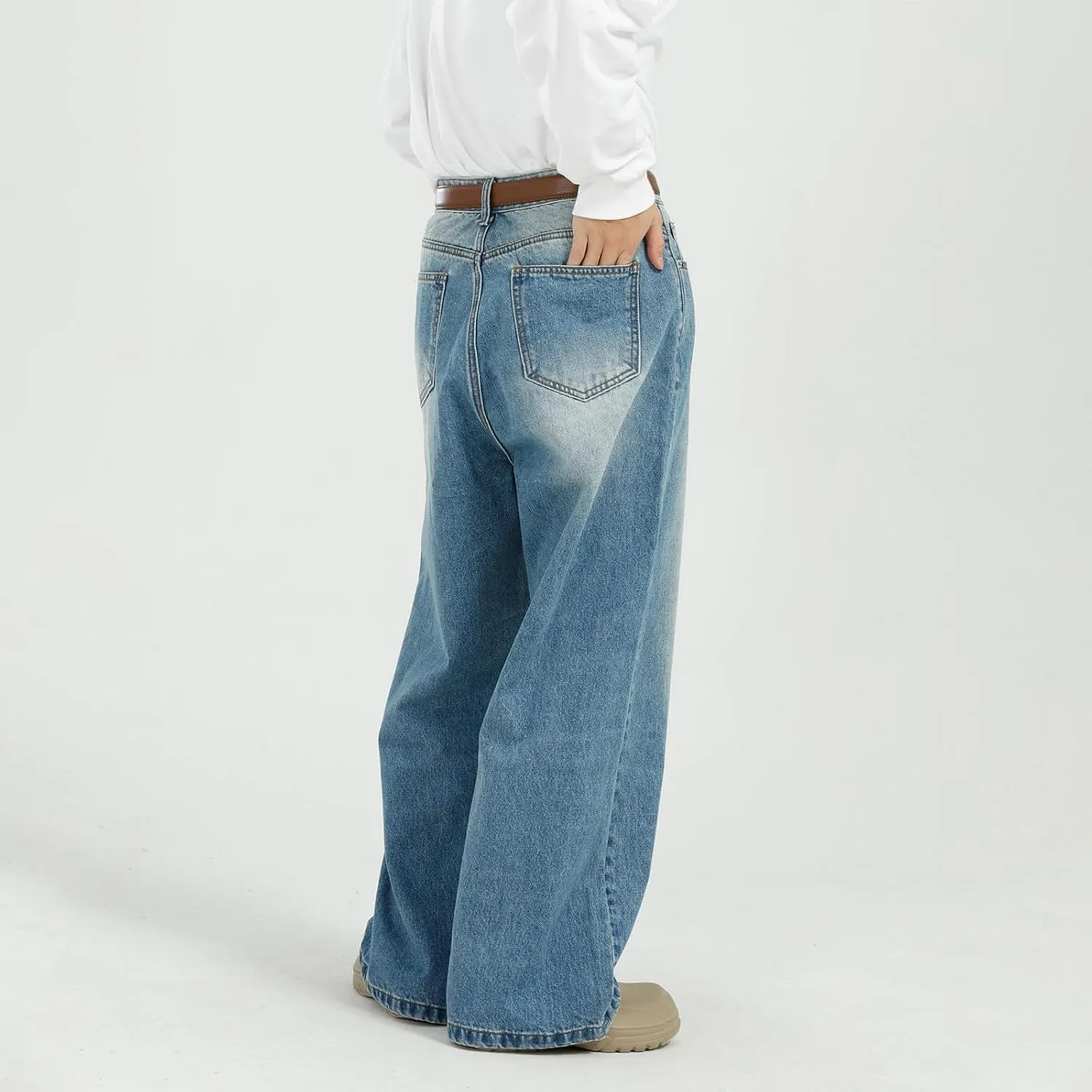 Men's Relaxed Fit Jeans Straight Leg Stretch Comfort Ninth Pants Denim Jeans for Men Outdoor