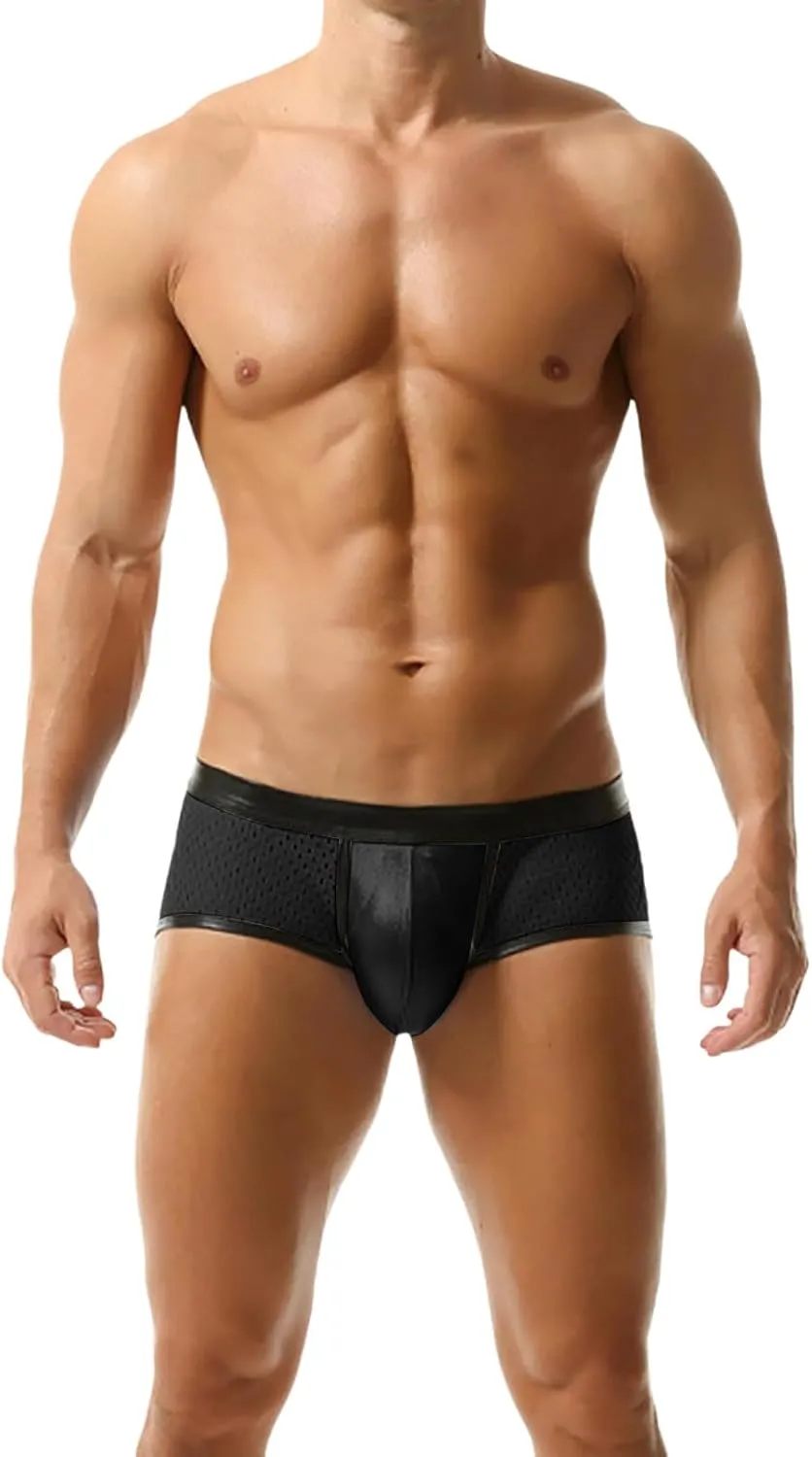 Men's Sexy Mesh Boxer Brief Underwear Butt Lifting Breathable Low Waist Elastic Waistband Underpants Erotic Panties