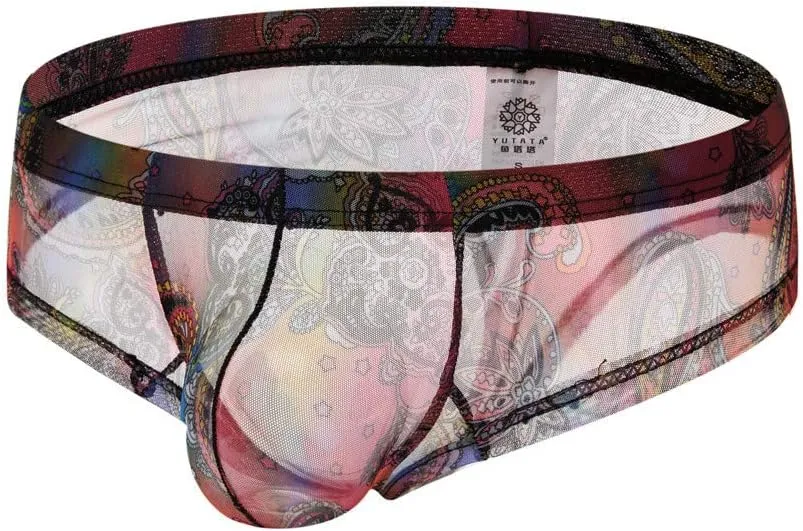 Men's Sexy Underwear Breathable Mesh Boxer Briefs Trunks See Through Fishnet Underpants Lingerie Booty Shorts