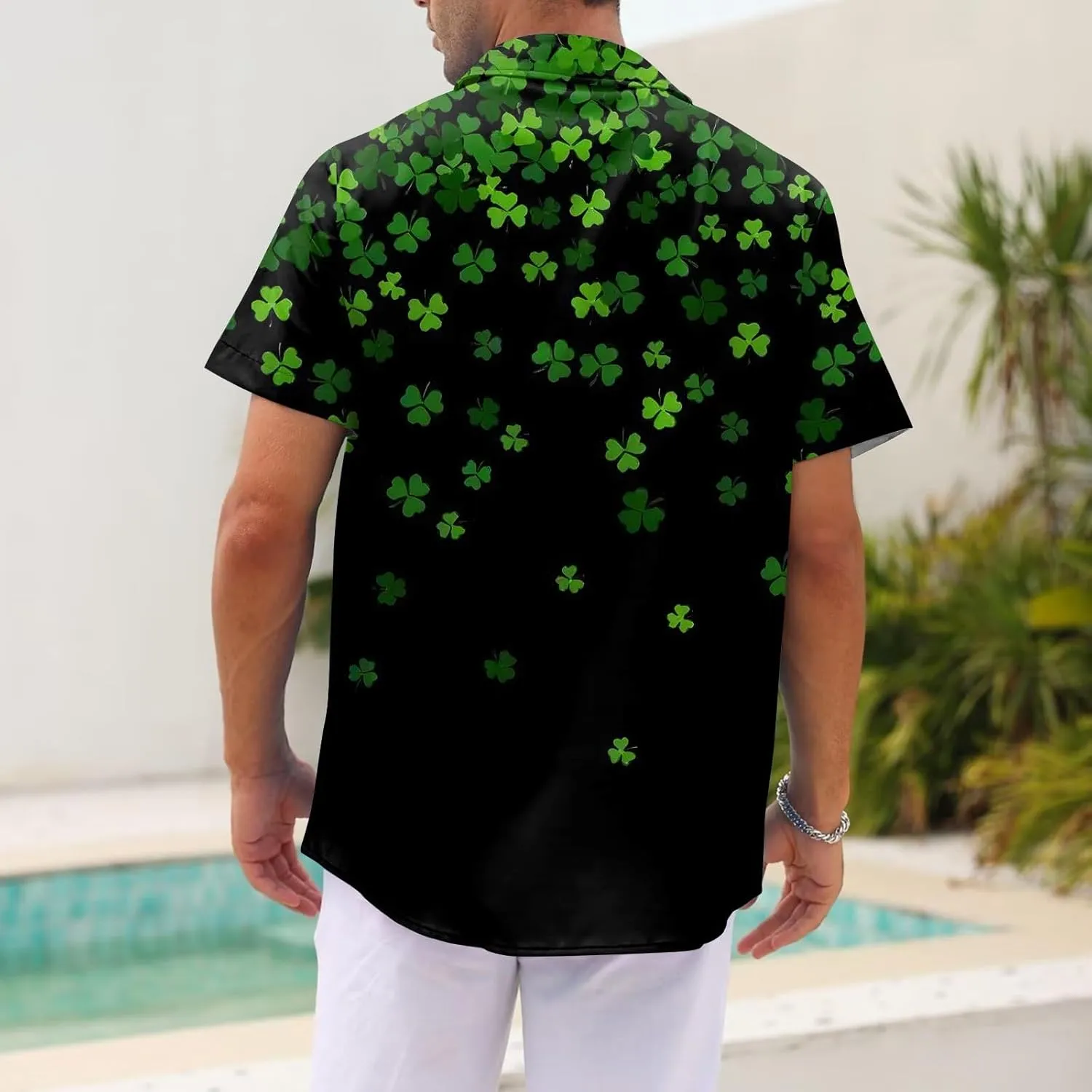 Mens Short Sleeve Shirts Hawaii Print Tops Casual Button Down Shirts for Men Beach Summer Vacation Wedding Tops