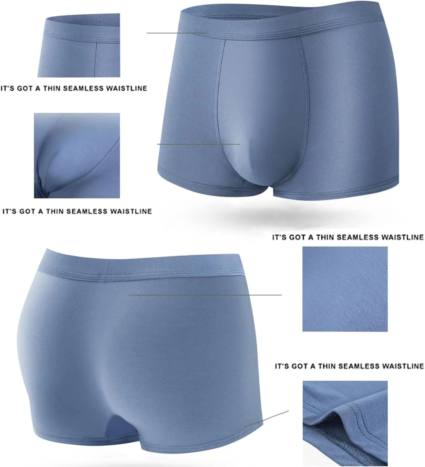 Men's Soft Comfort Boxer Briefs Lightweight Thin Breathable Stretch Close Fitting Underwear with Contour Pouch