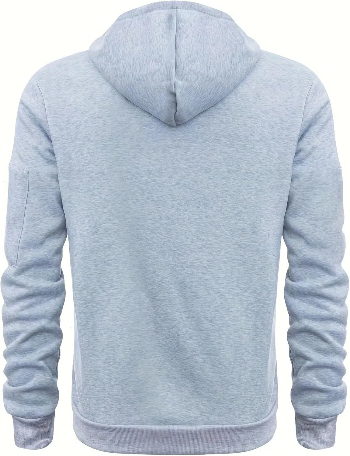 Men's Solid Pullover Hoodies Quarter Zip Sweatshirts Soft Blend Fleece Hooded Sweatshirts Long Sleeve with Big Pocket