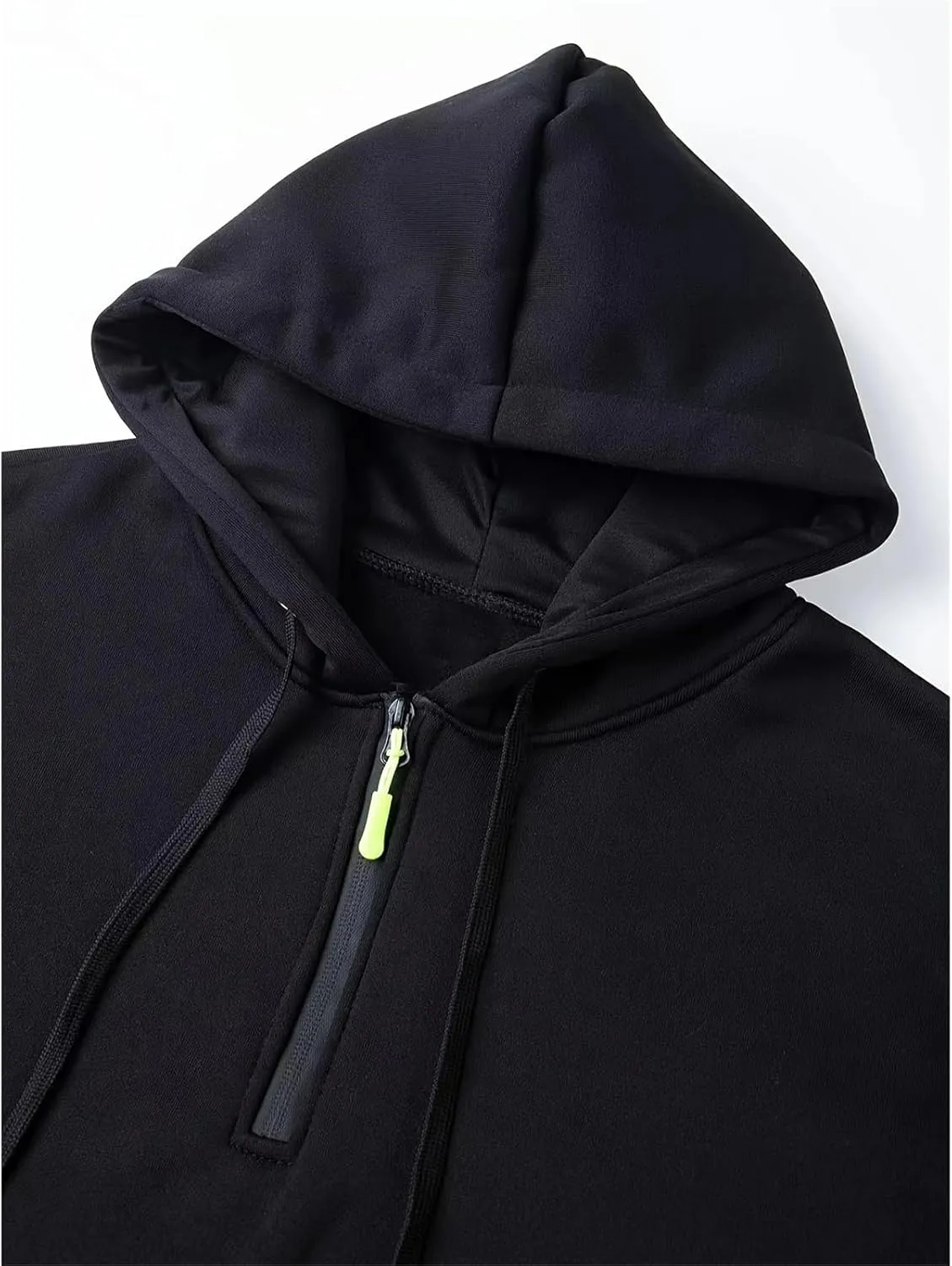 Men's Solid Pullover Hoodies Quarter Zip Sweatshirts Soft Blend Fleece Hooded Sweatshirts Long Sleeve with Big Pocket