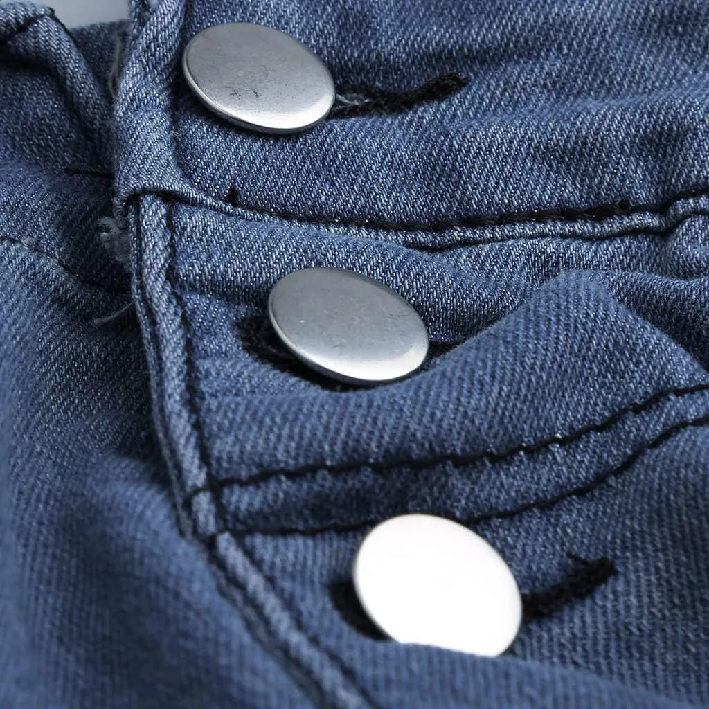 Mens Streetwear Jumpsuit Jeans Overall Hole Pocket Overall Suspender Pants Men's Pants Mens Relaxed Fit Jeans