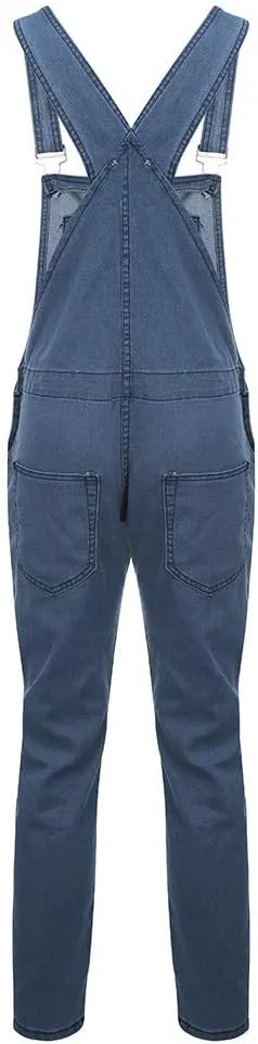 Mens Streetwear Jumpsuit Jeans Overall Hole Pocket Overall Suspender Pants Men's Pants Mens Relaxed Fit Jeans
