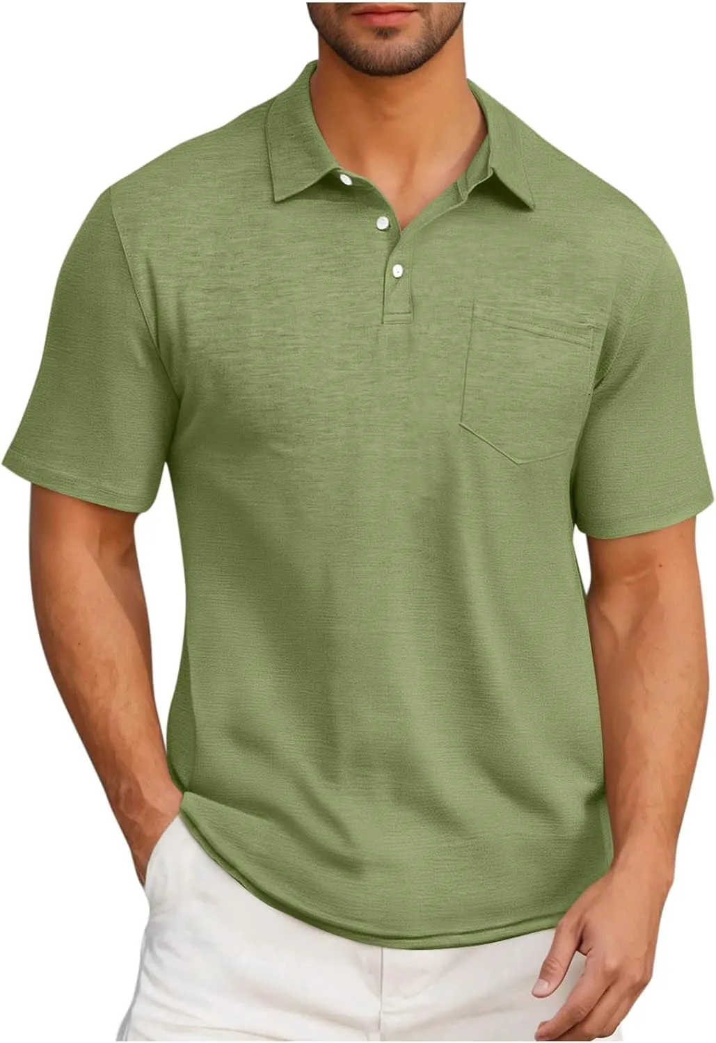 Mens Summer Shirts Casual Short Sleeve Performance Golf T-Shirt Basic 3 Button Up Collared Tee Tops with Pocket