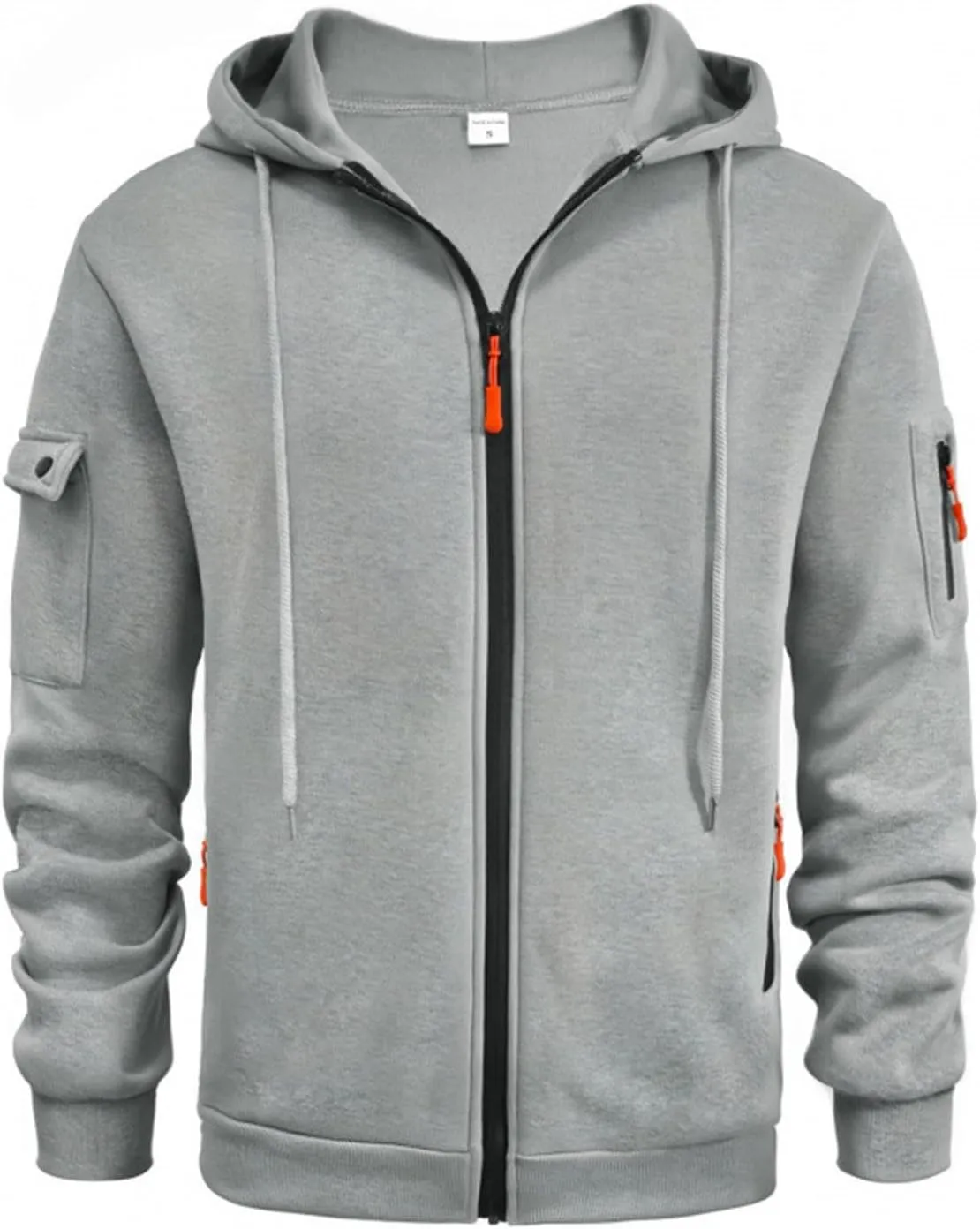 Mens Tacitcal Jacket Drawstring Hooded Fleece Jacket with Pockets Full Zip Up Pullover Casual Fall Outerwear
