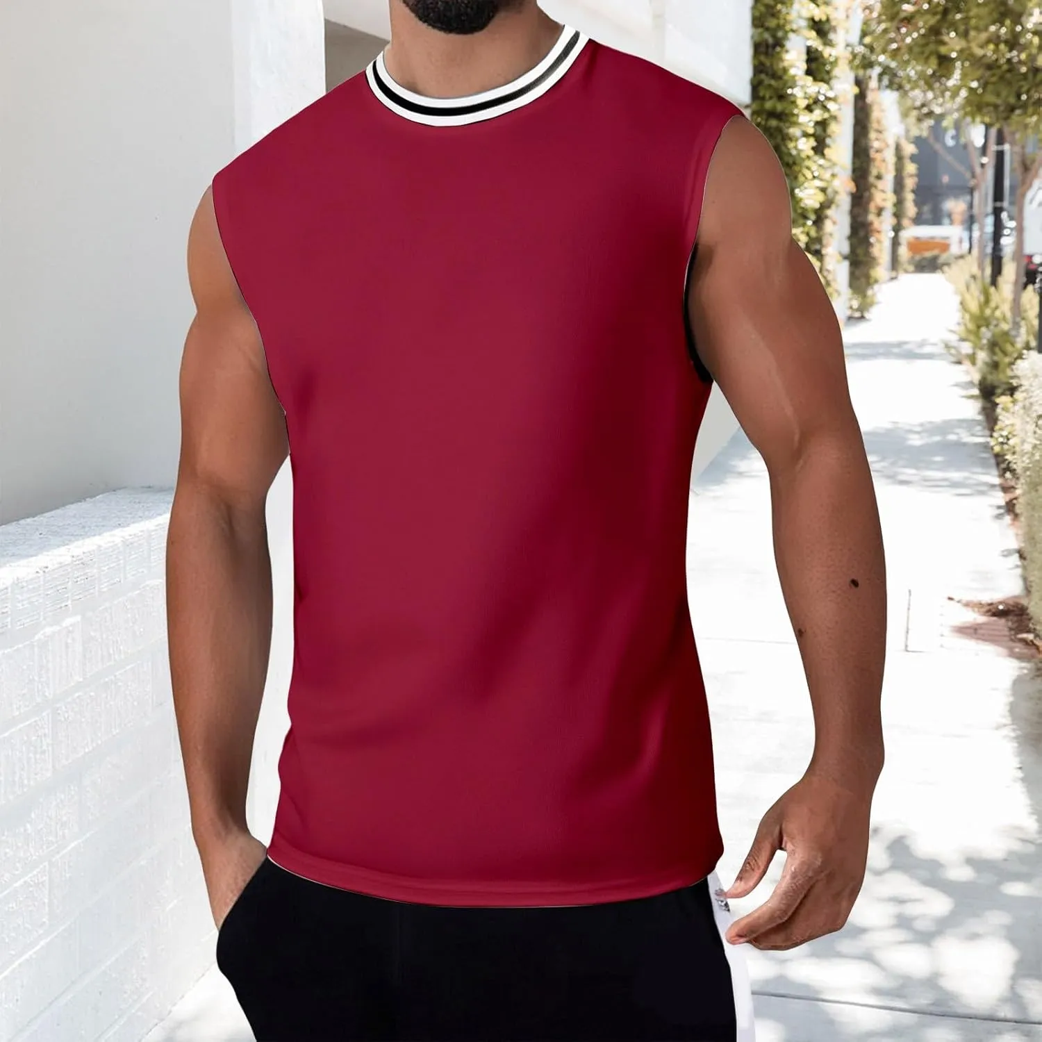 Men's Tank Top Casual Sleeveless Gym Muscle Cut Off Shirts Cotton Dry Fit Moisture Wicking Athletic Workout Shirt