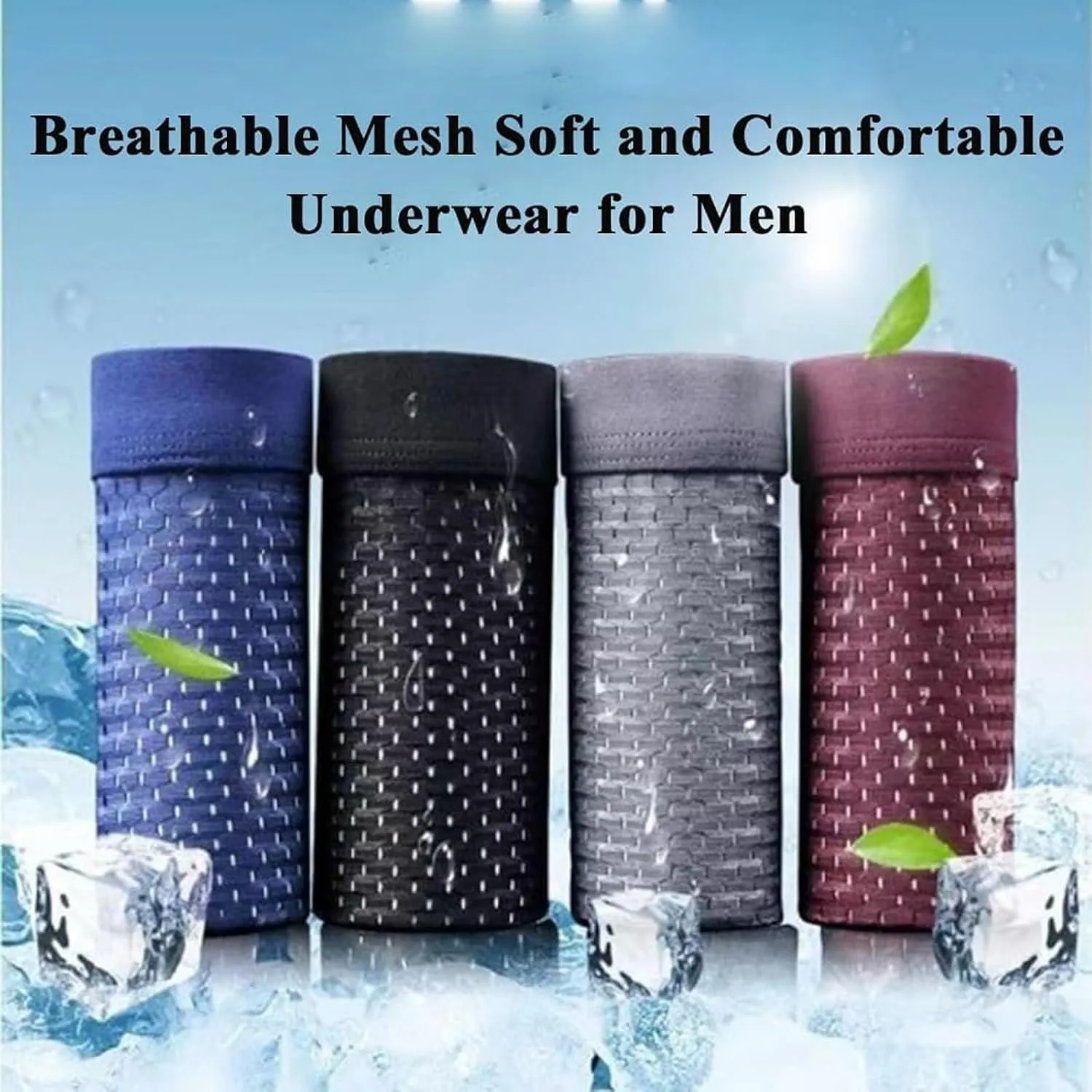 Mens Underwear 4 Multiple Pack Pure Colour Breathable Boxer Briefs Men Stretchy Underpants Daily Trunks